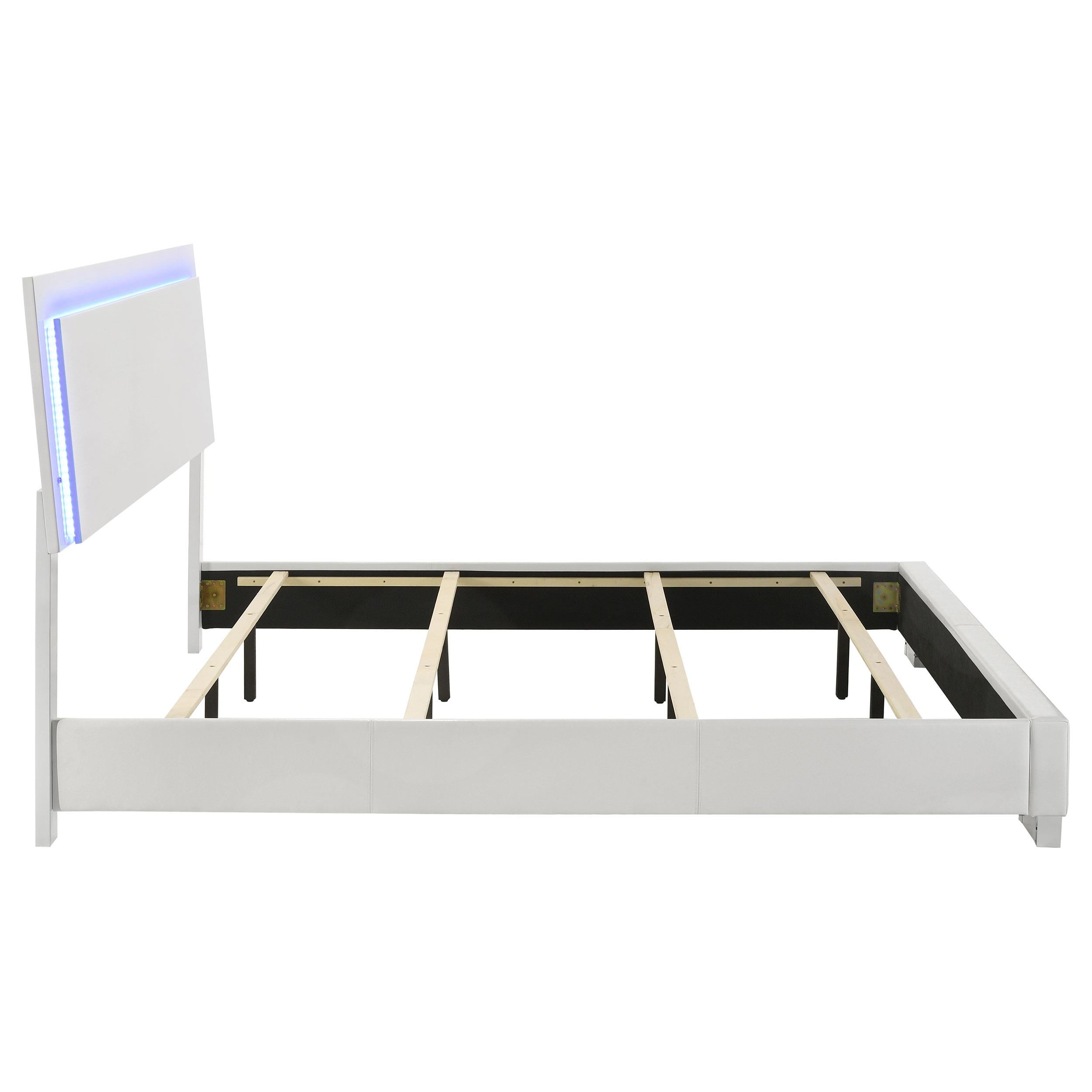  Size_King --  Felicity 203500KE Wood Eastern King LED Panel Bed - White High Gloss IMAGE 5