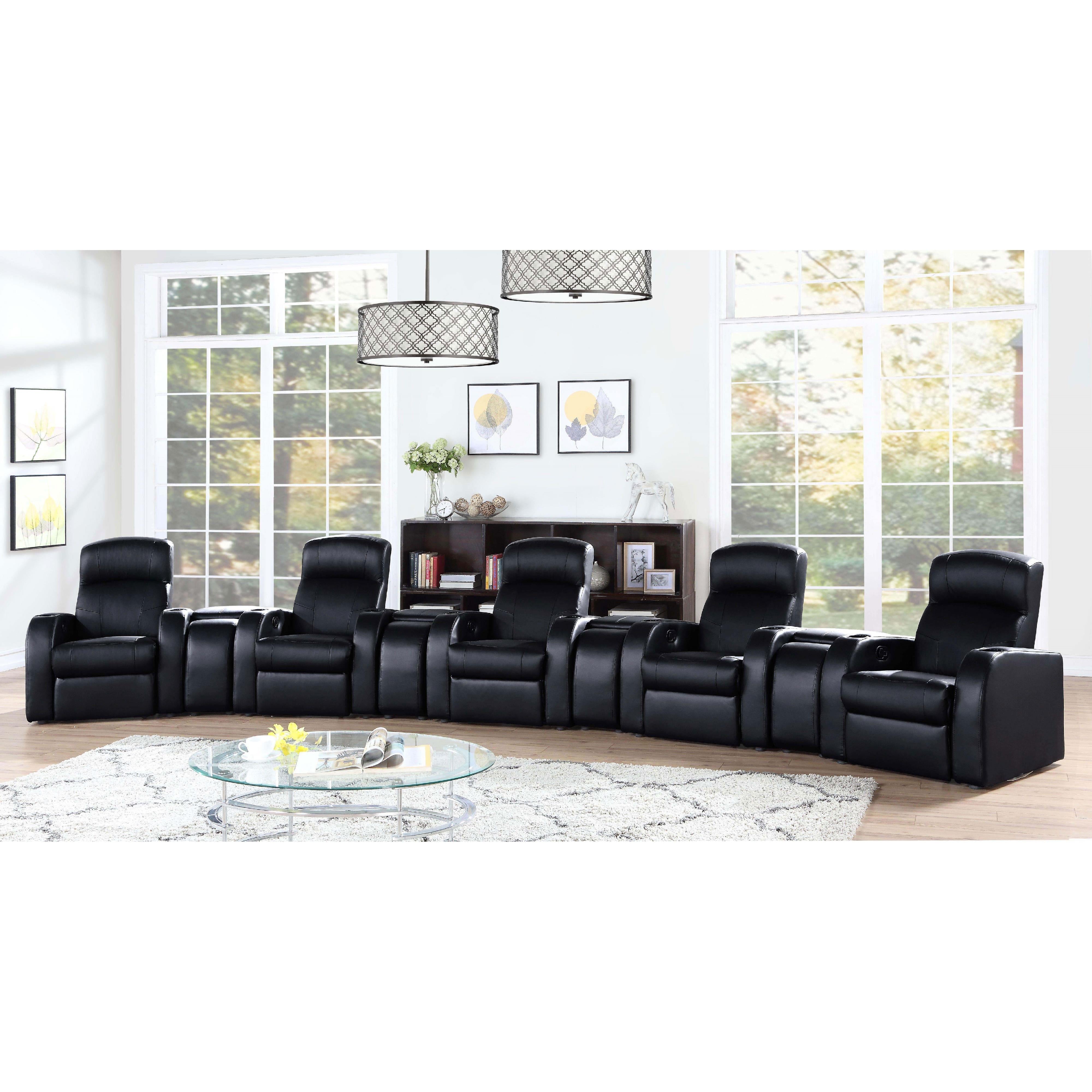  Coaster Furniture Cyrus 600002 Upholstered Home Theater Storage Wedge Console - Black IMAGE 6