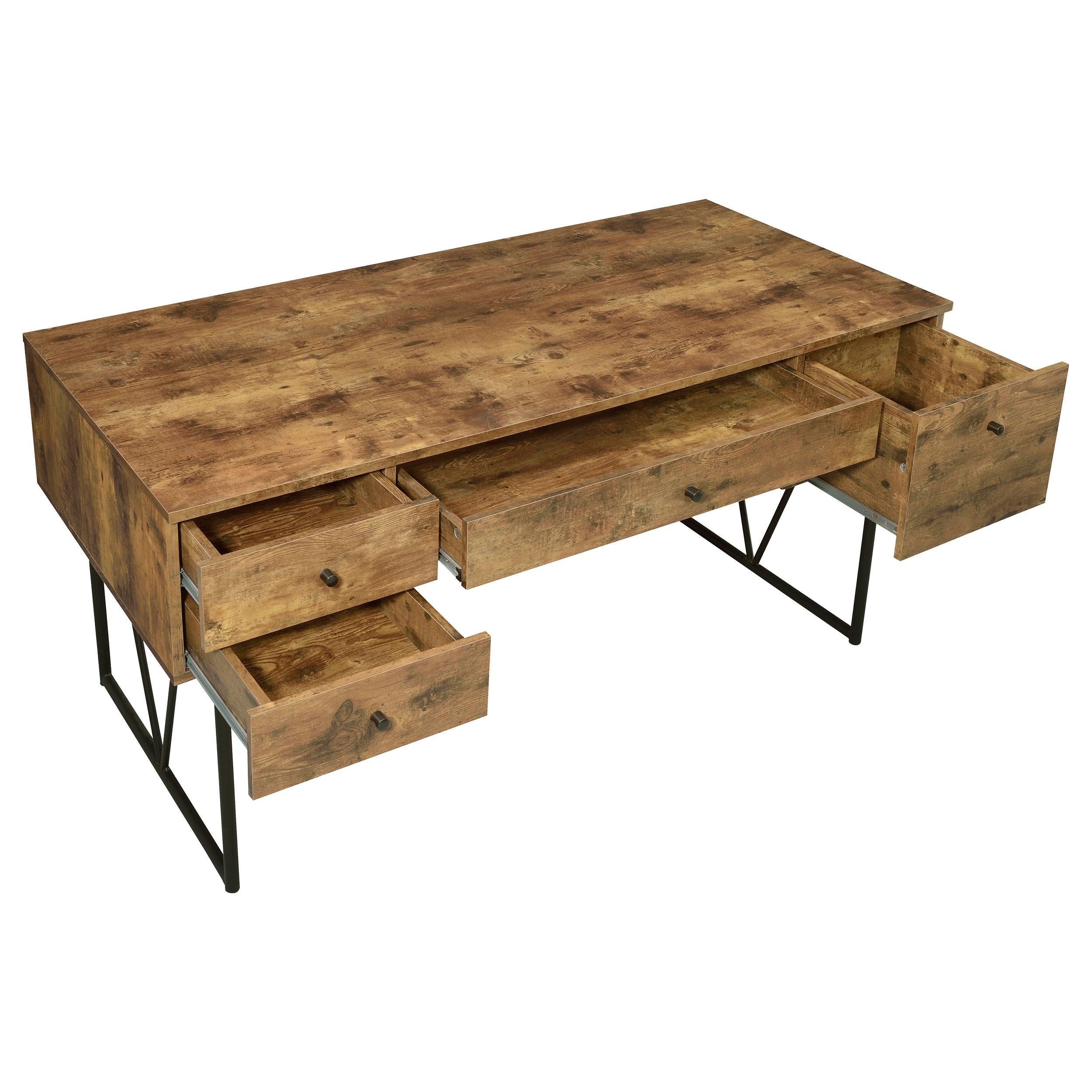  Coaster Furniture Analiese 800999 63-inch 4-Drawer Writing Desk - Rustic Nutmeg IMAGE 2