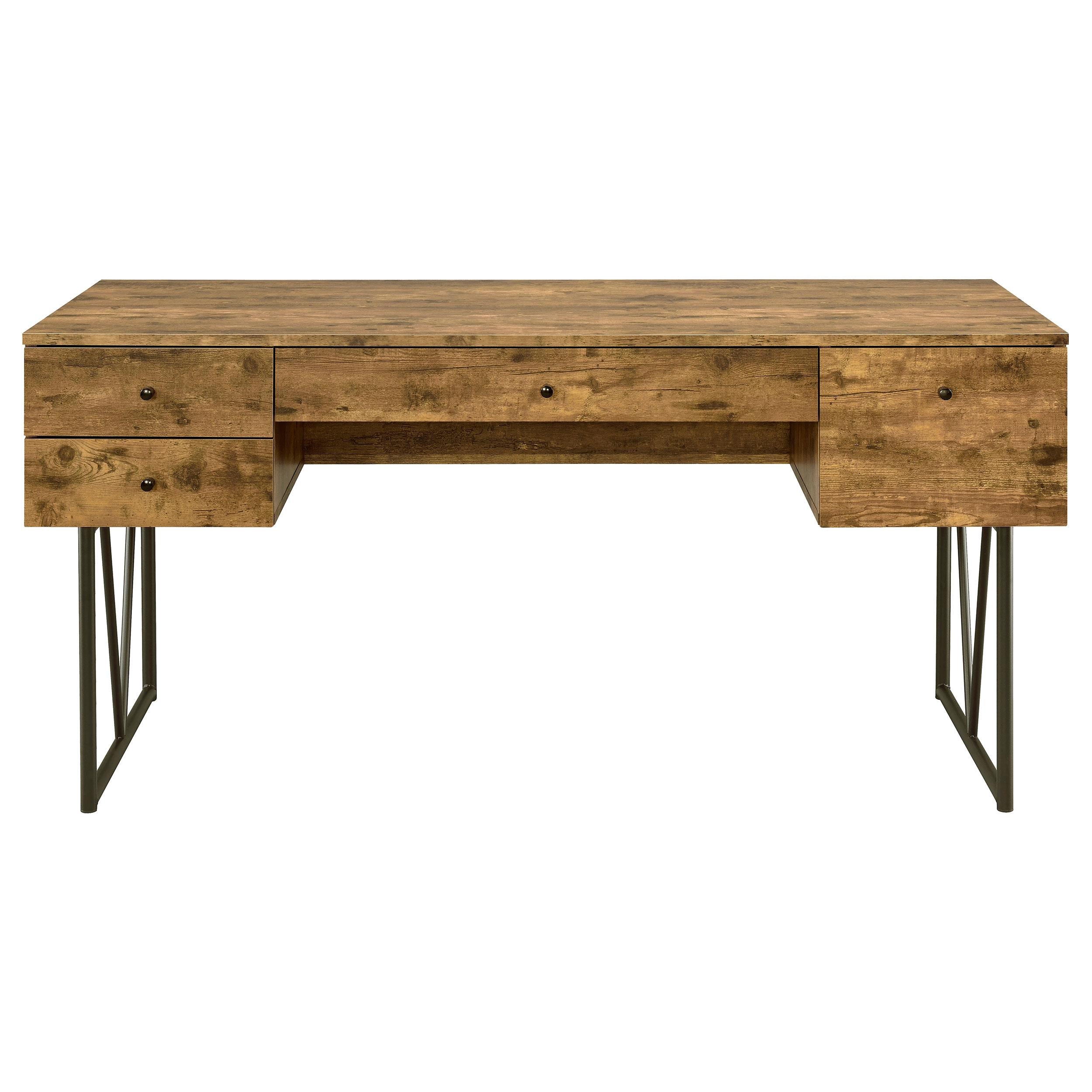  Coaster Furniture Analiese 800999 63-inch 4-Drawer Writing Desk - Rustic Nutmeg IMAGE 3