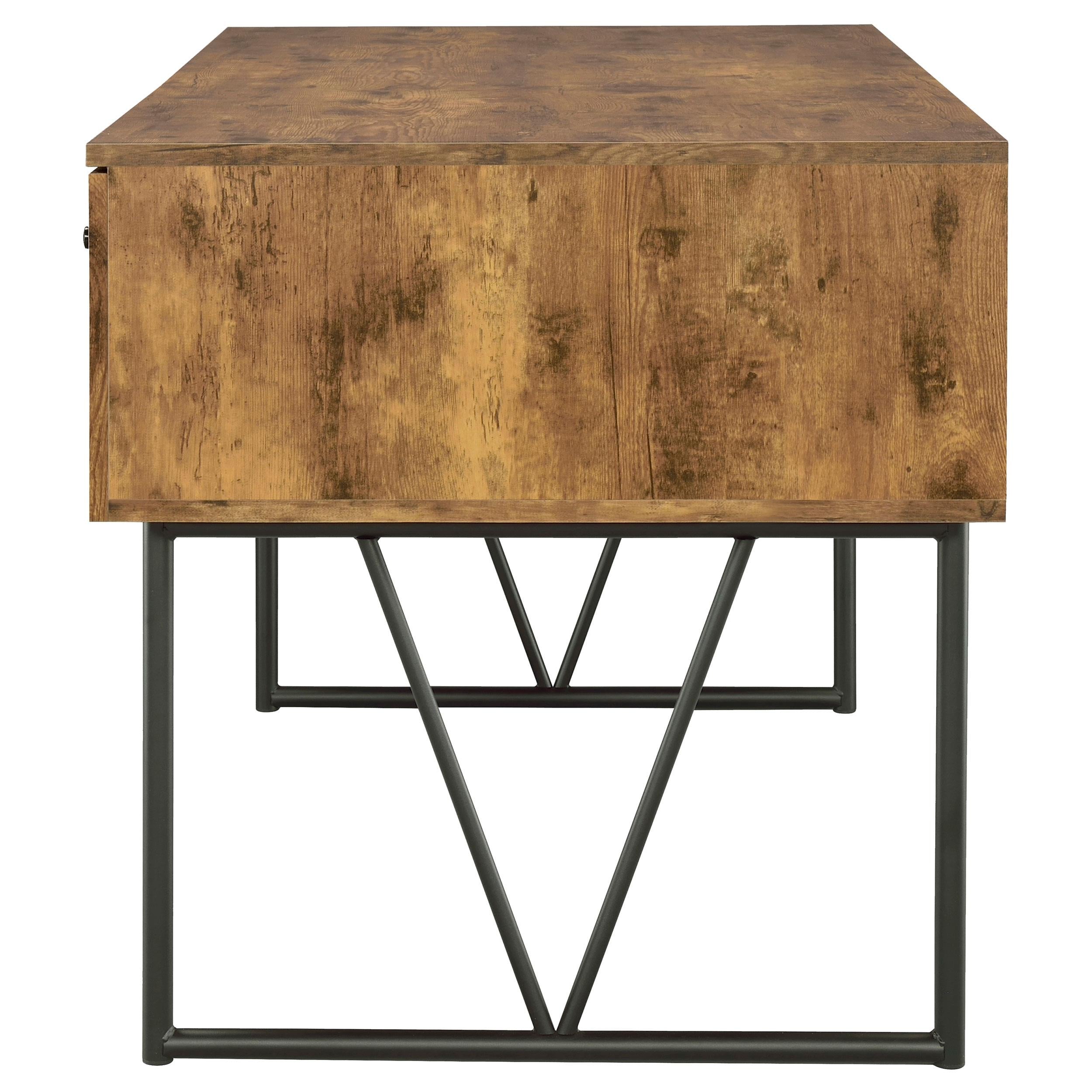  Coaster Furniture Analiese 800999 63-inch 4-Drawer Writing Desk - Rustic Nutmeg IMAGE 4