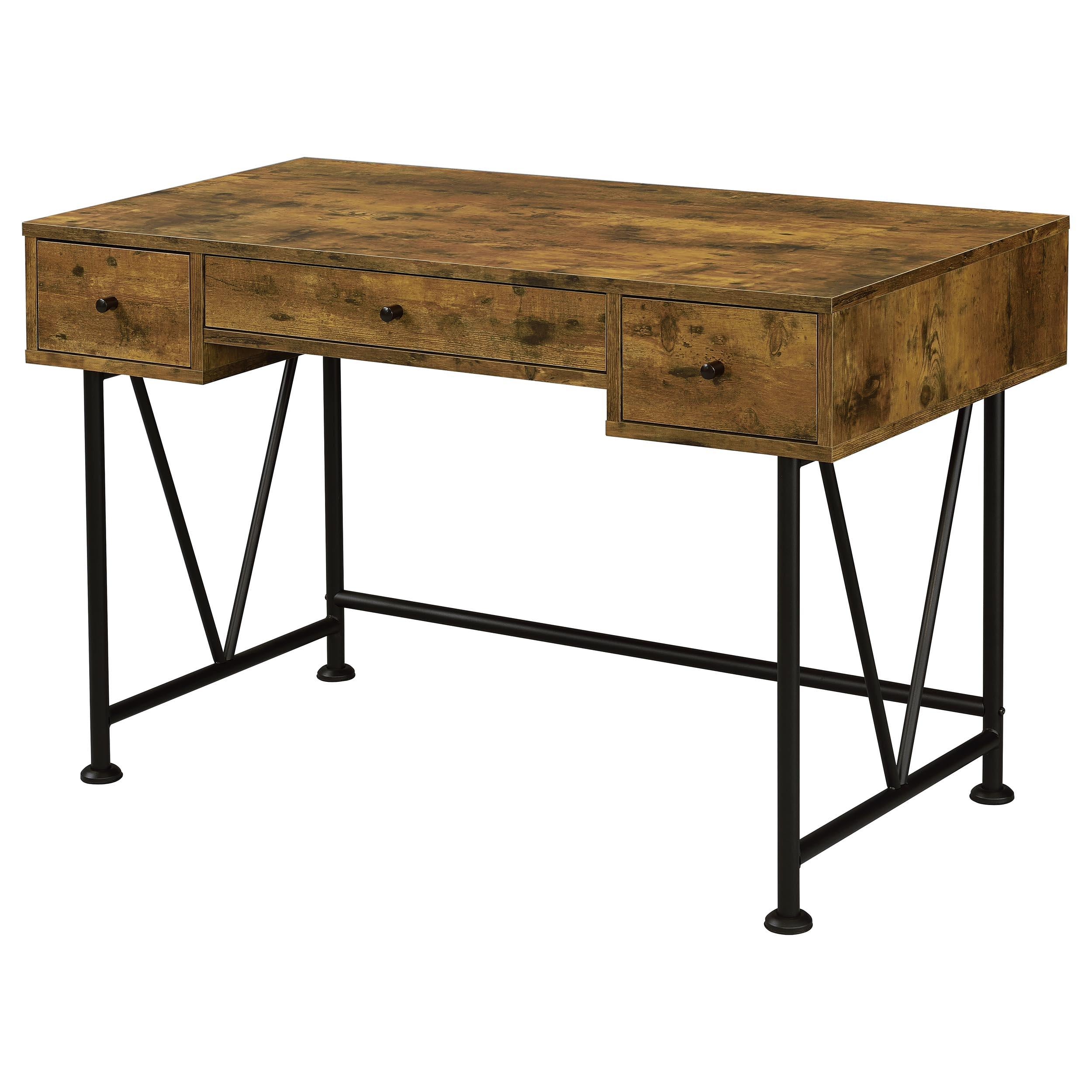  Coaster Furniture Analiese 801541 47-inch 3-Drawer Writing Desk - Rustic Nutmeg IMAGE 1