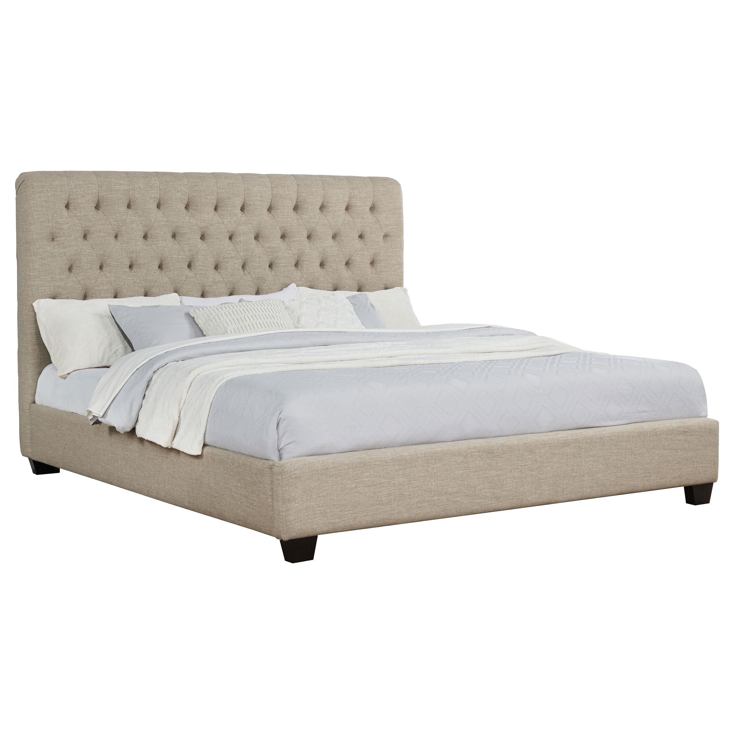 Size_King --  Chloe 300007KE Upholstered Eastern King Panel Bed - Oatmeal IMAGE 2