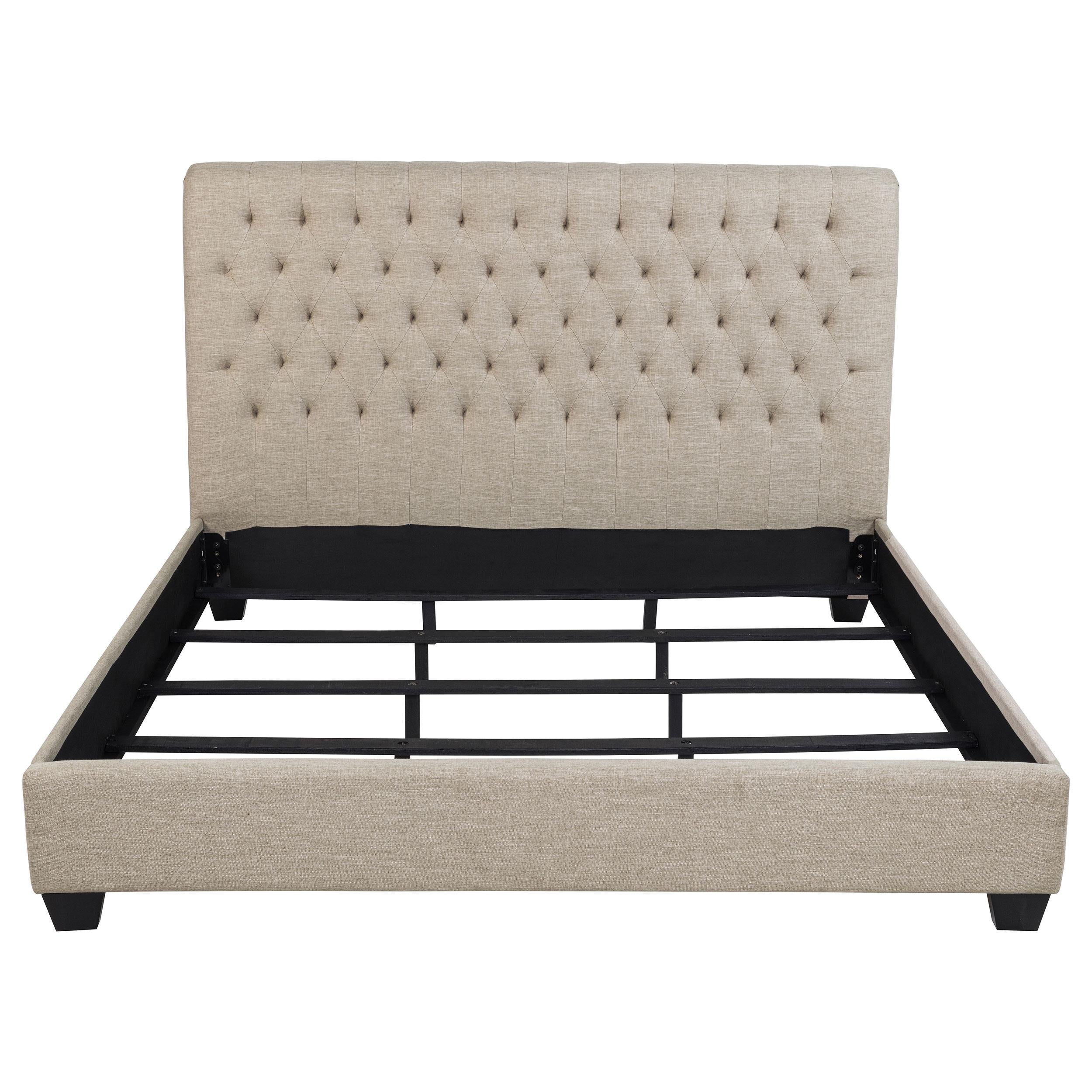  Size_King --  Chloe 300007KE Upholstered Eastern King Panel Bed - Oatmeal IMAGE 3