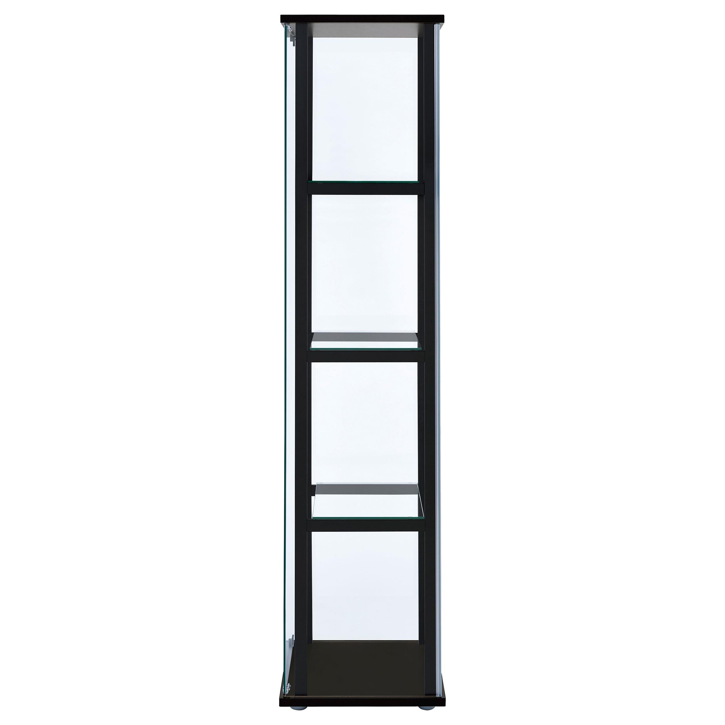  Coaster Furniture Cyclamen 950171 4-shelf Clear Glass Curio Display Cabinet - Black IMAGE 4