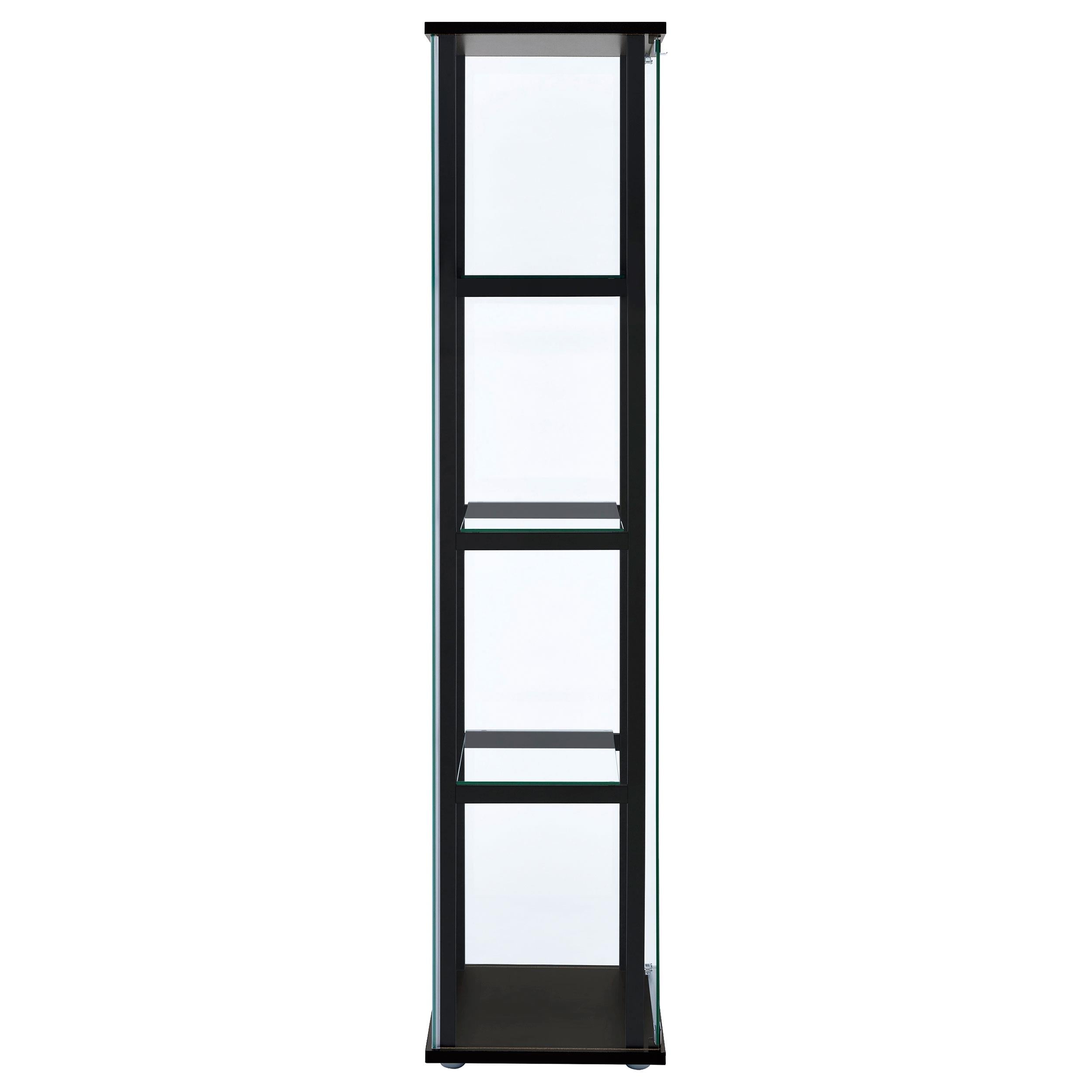  Coaster Furniture Cyclamen 950171 4-shelf Clear Glass Curio Display Cabinet - Black IMAGE 6