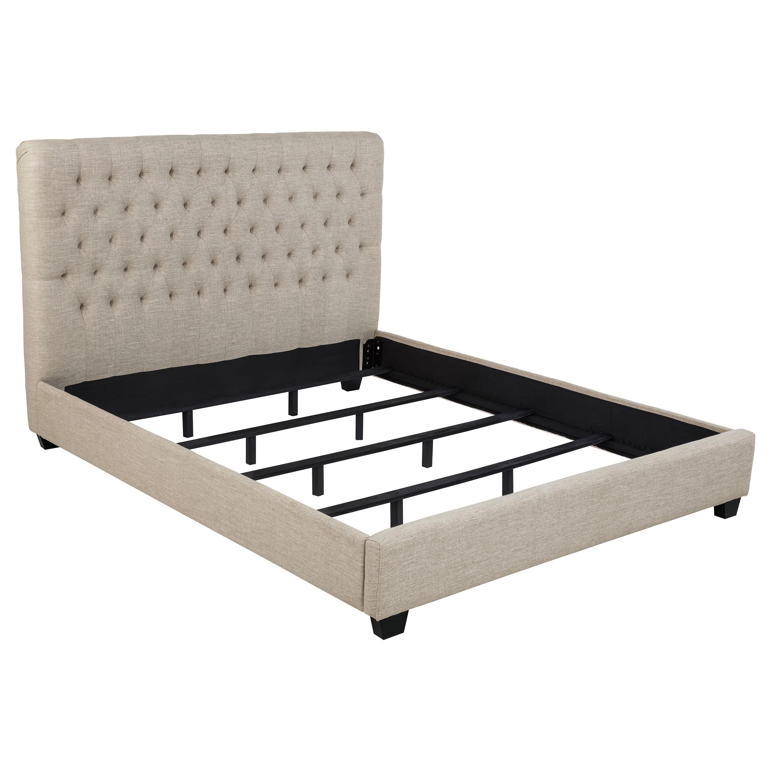  Size_California King --  Chloe 300007KW Upholstered California King Panel Bed - Oatmeal IMAGE 1