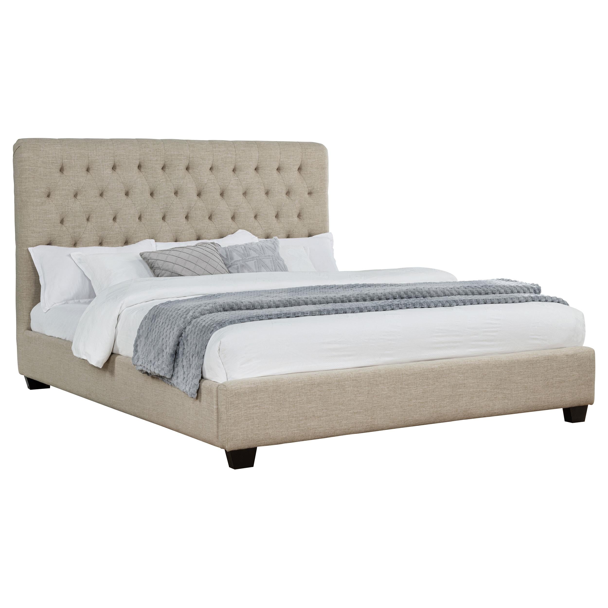  Size_California King --  Chloe 300007KW Upholstered California King Panel Bed - Oatmeal IMAGE 2