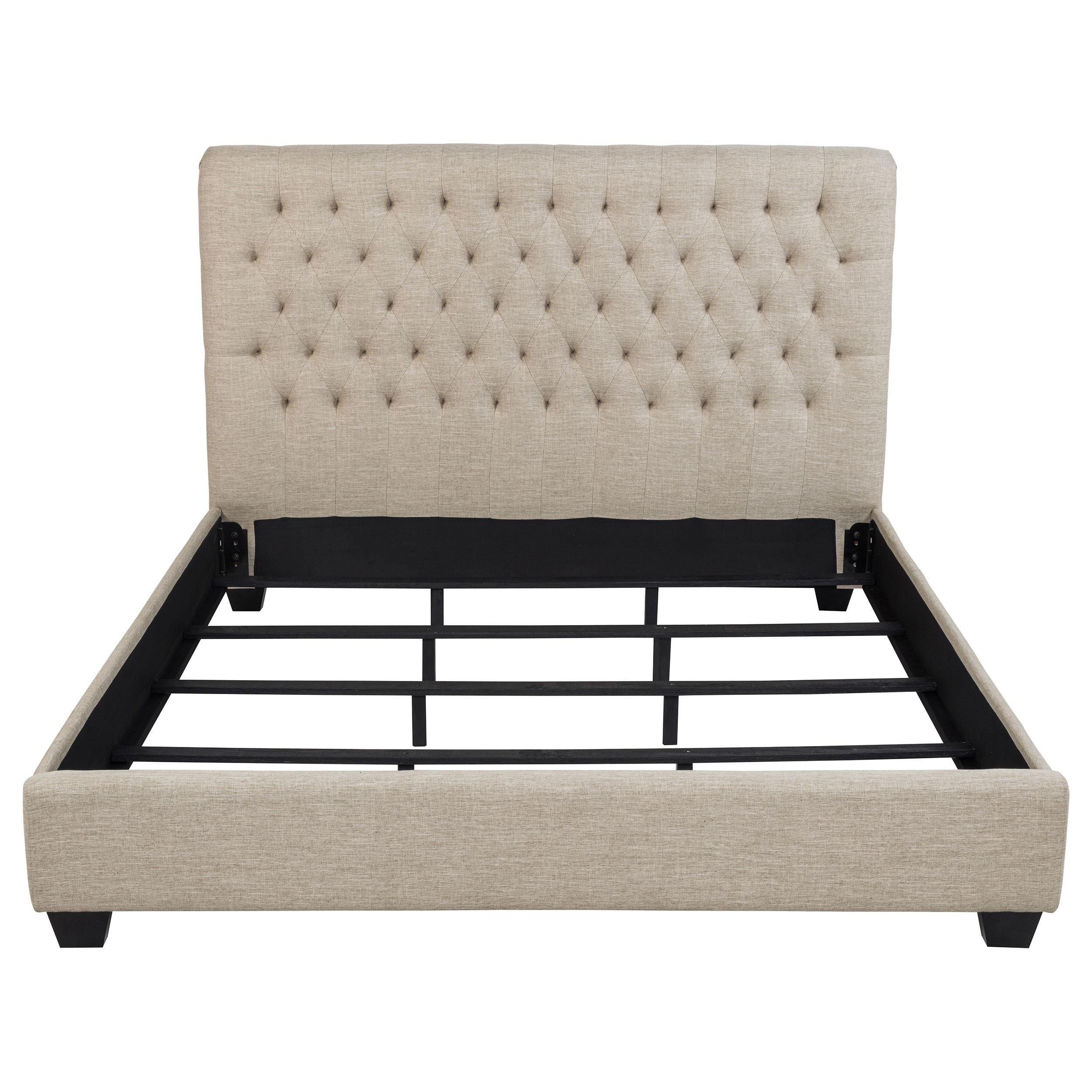  Size_California King --  Chloe 300007KW Upholstered California King Panel Bed - Oatmeal IMAGE 3