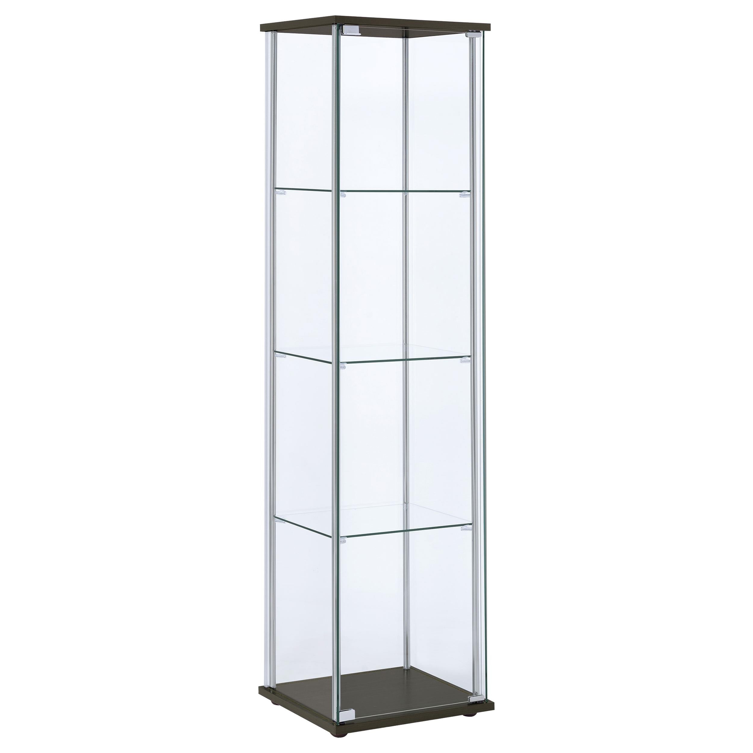  Coaster Furniture Bellatrix 950172 4-shelf Clear Glass Curio Cabinet - Cappuccino IMAGE 1