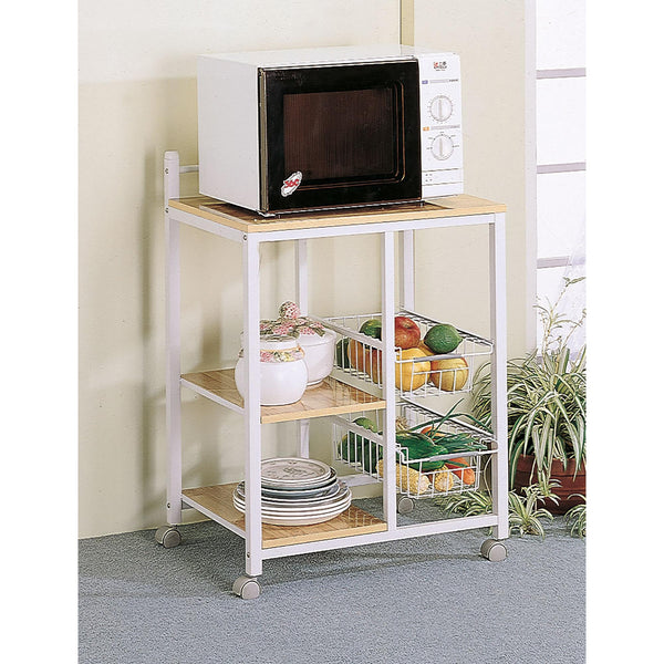 Coaster Furniture Kelvin 2506 2-shelf Mobile Kitchen Cart - Natural Brown and White