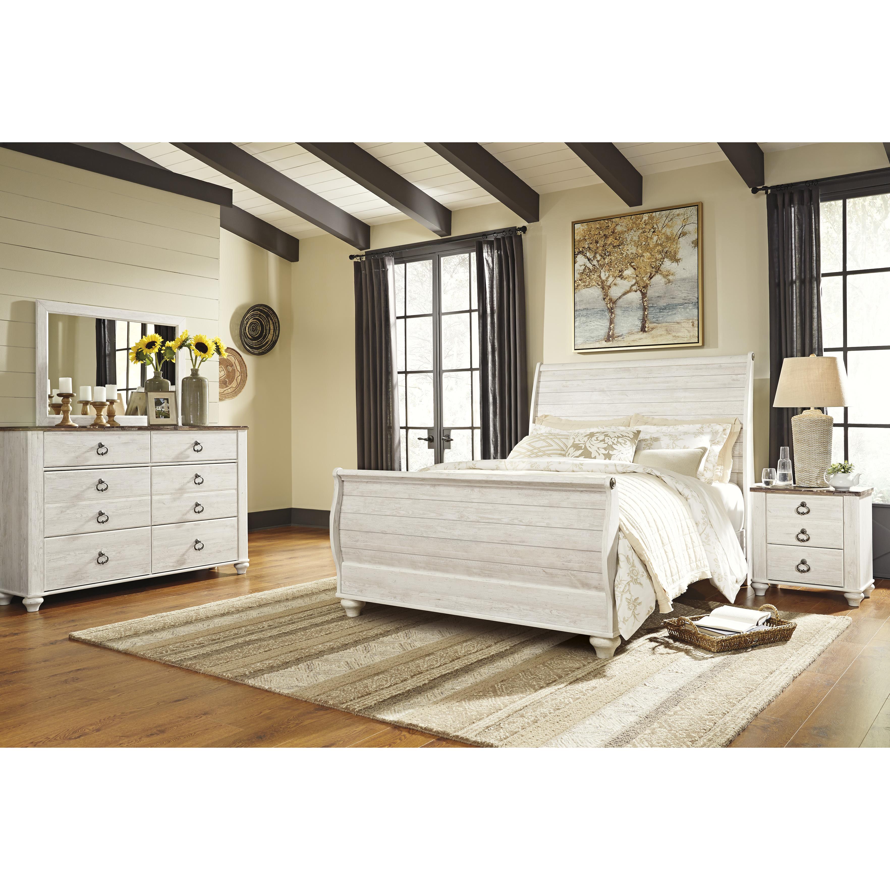  Size_Queen --  Signature Design by Ashley Willowton Sleigh Bed IMAGE 2