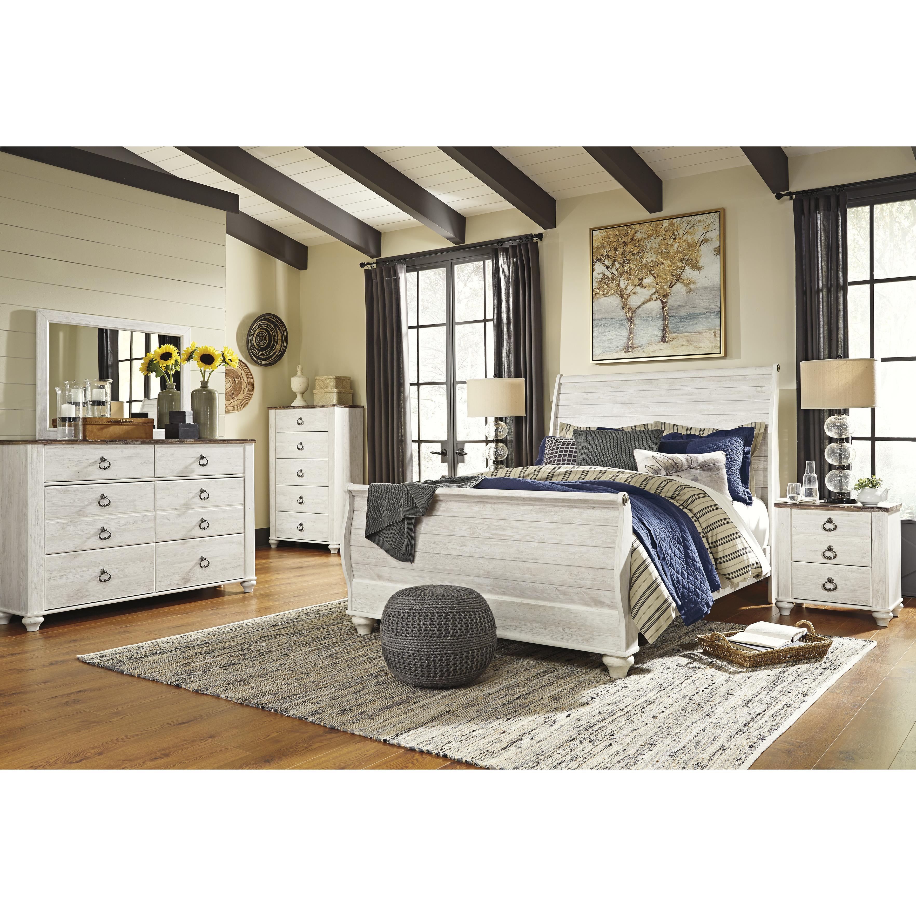  Size_Queen --  Signature Design by Ashley Willowton Sleigh Bed IMAGE 3