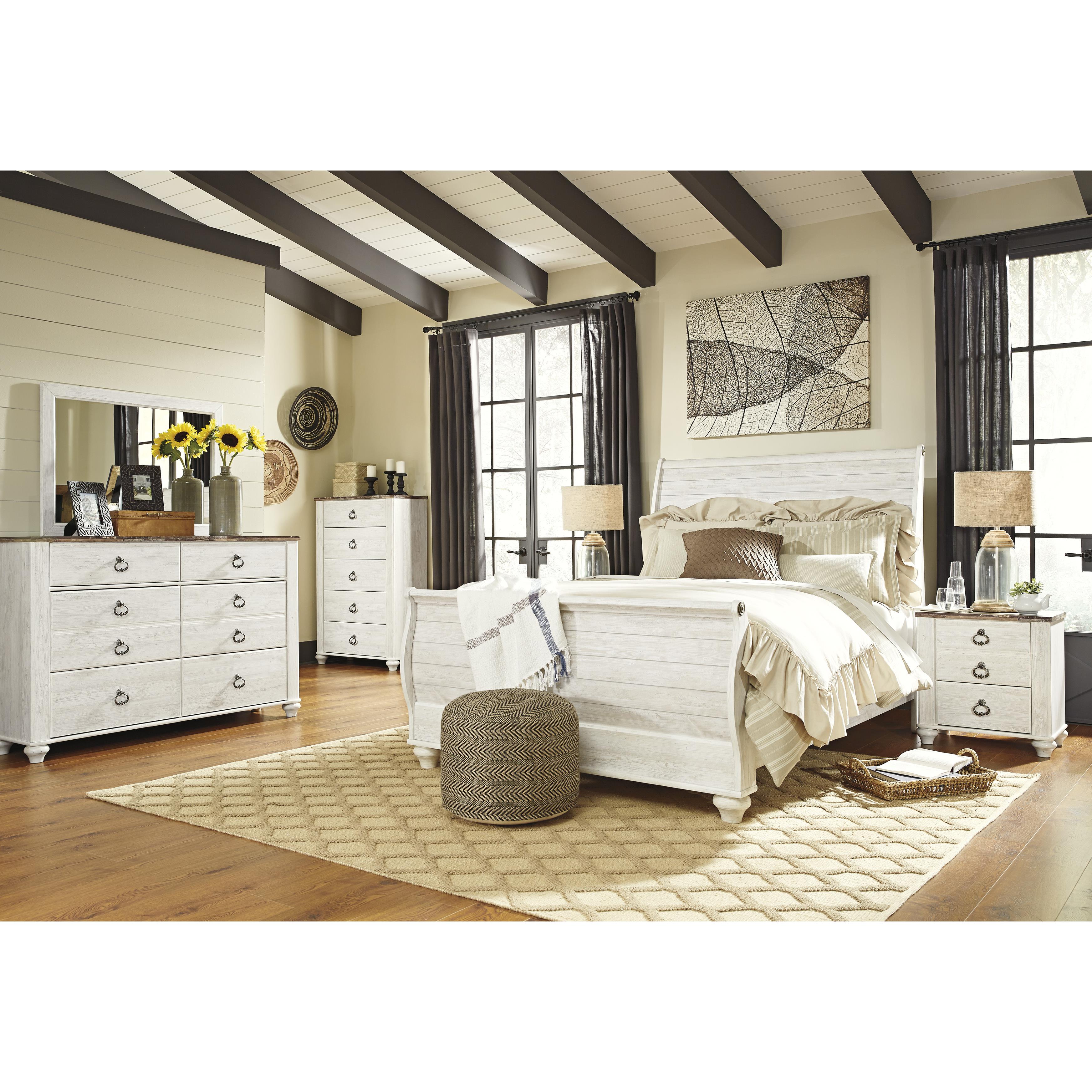  Size_Queen --  Signature Design by Ashley Willowton Sleigh Bed IMAGE 4