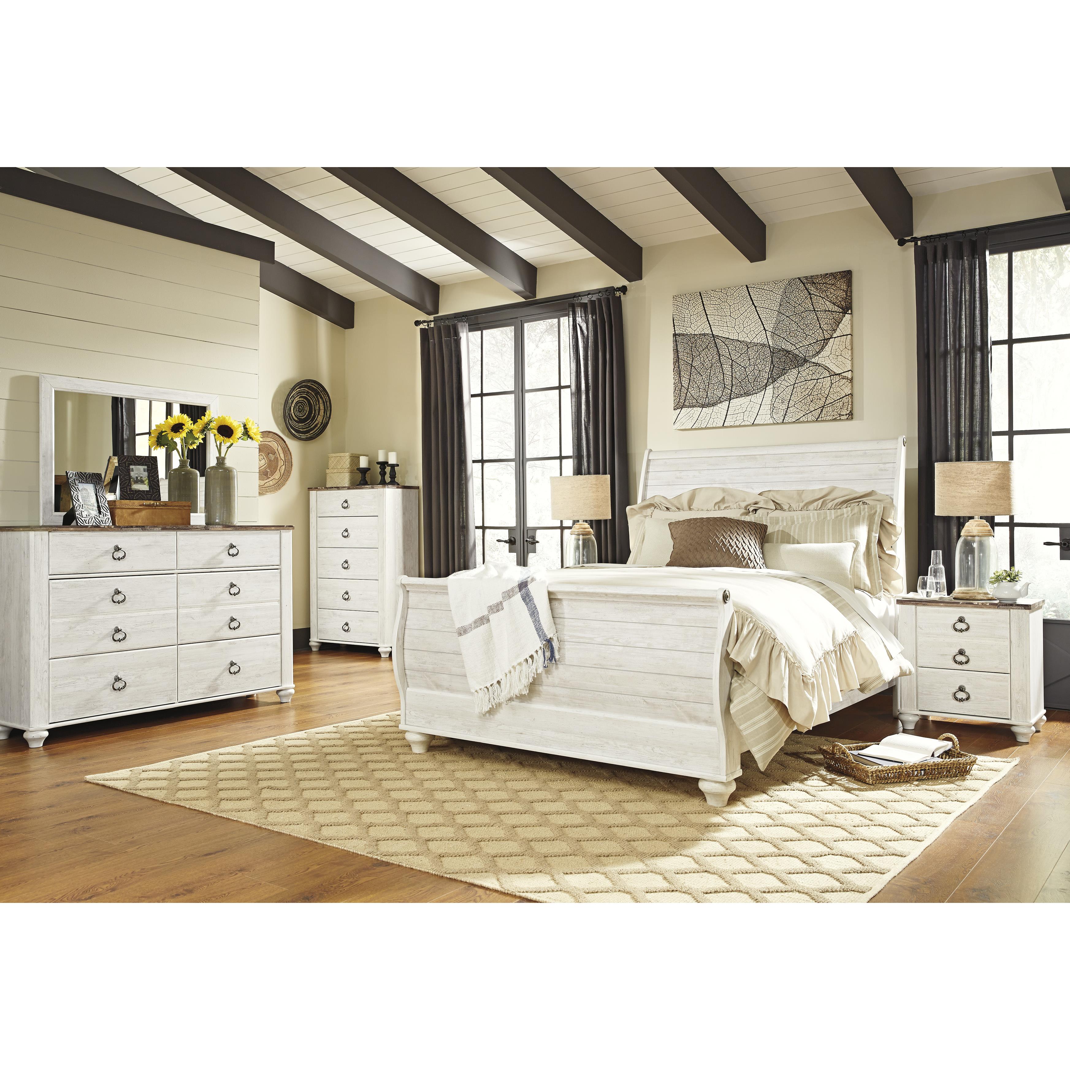  Size_Queen --  Signature Design by Ashley Willowton Sleigh Bed IMAGE 5