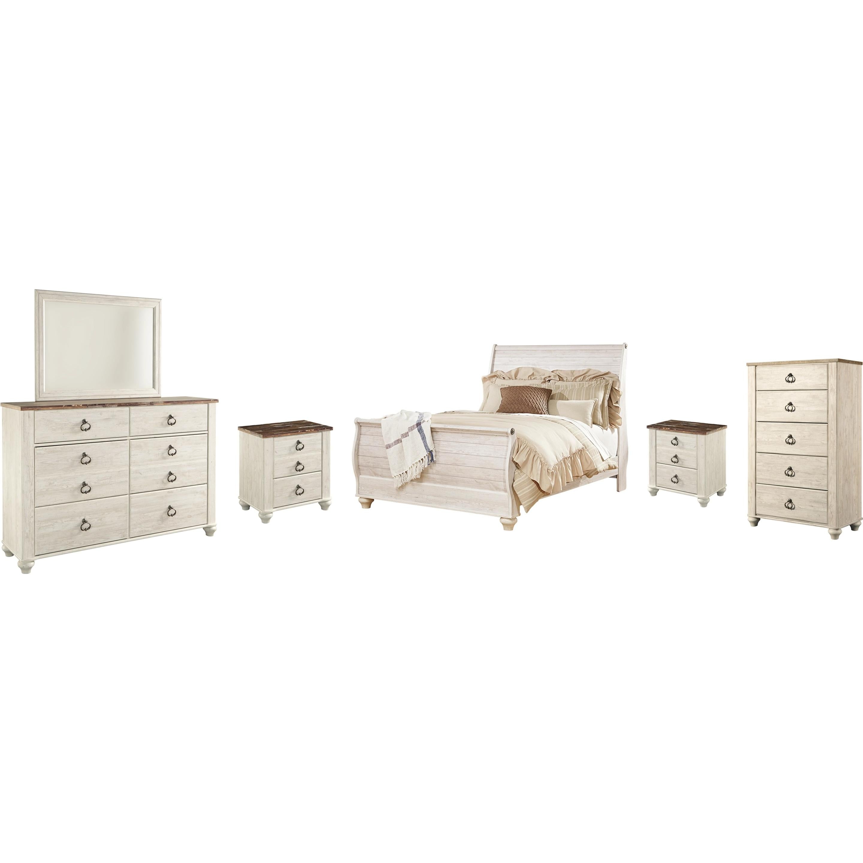  Signature Design by Ashley Willowton B267B56 8 pc Queen Sleigh Bedroom Set IMAGE 1