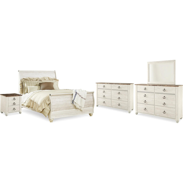Signature Design by Ashley Willowton B267B58 8 pc Queen Sleigh Bedroom Set