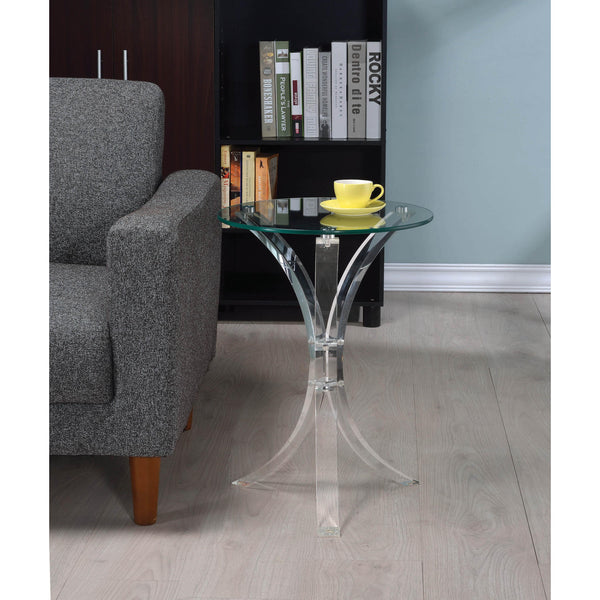 Coaster Furniture Laning 900490 Round Glass Top Acrylic Side Table - Clear