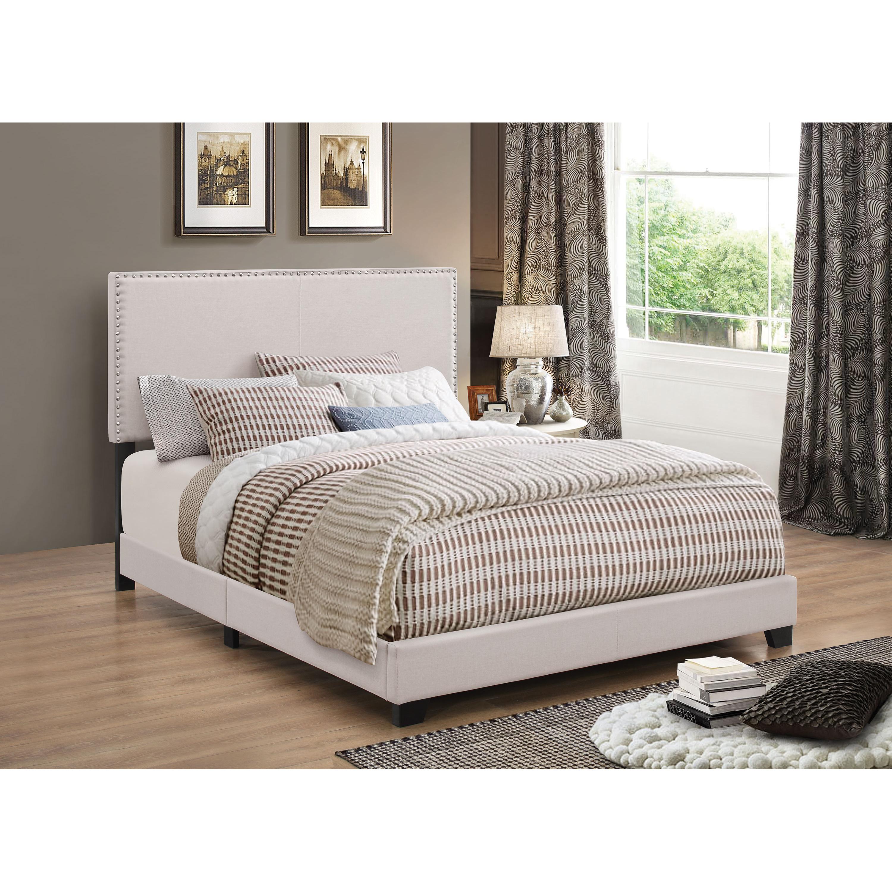  Size_Queen --  Boyd 350051Q Upholstered Queen Panel Bed - Ivory IMAGE 1