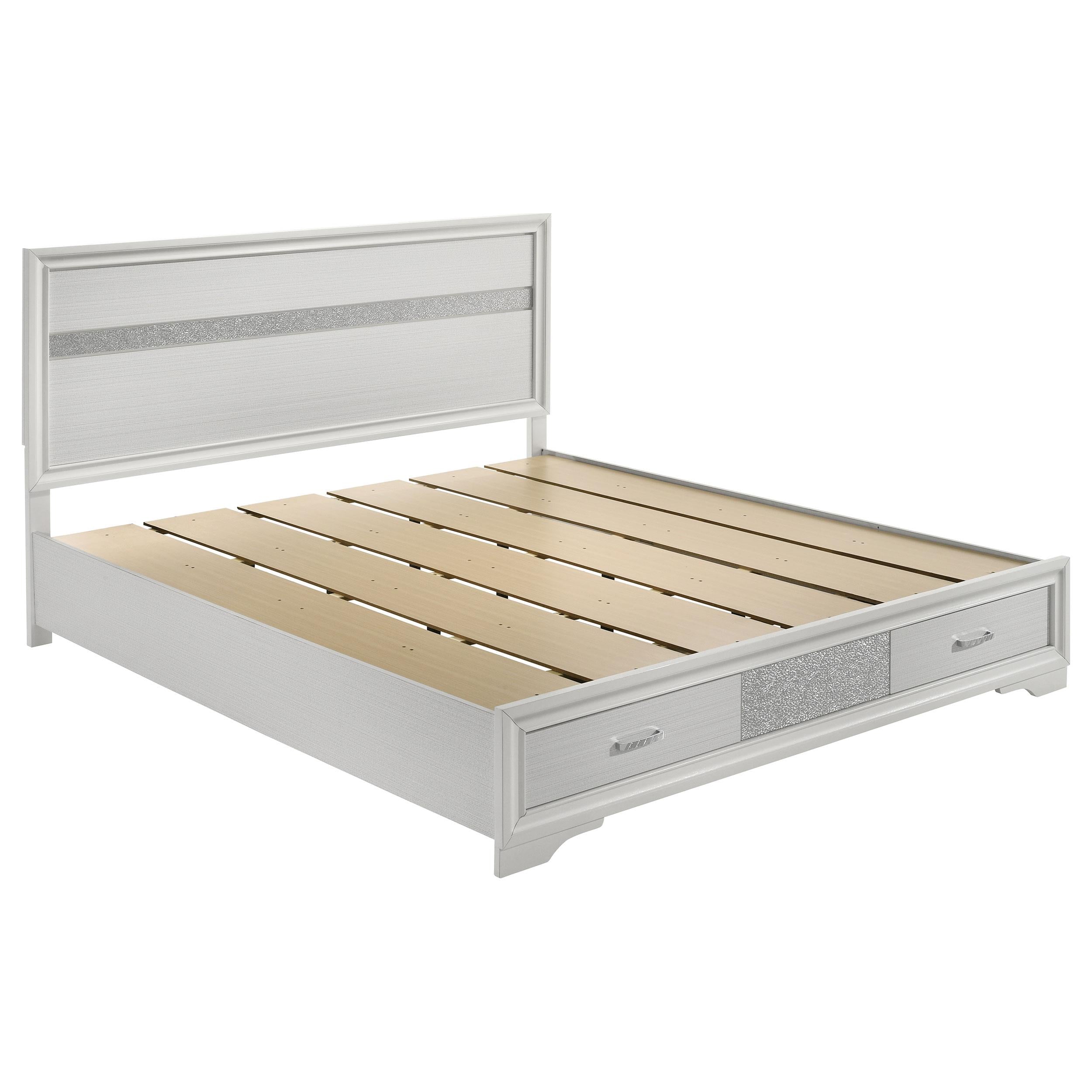  Size_California King --  Miranda 205111KW 51-inch Wood California King Storage Panel Bed - White IMAGE 1