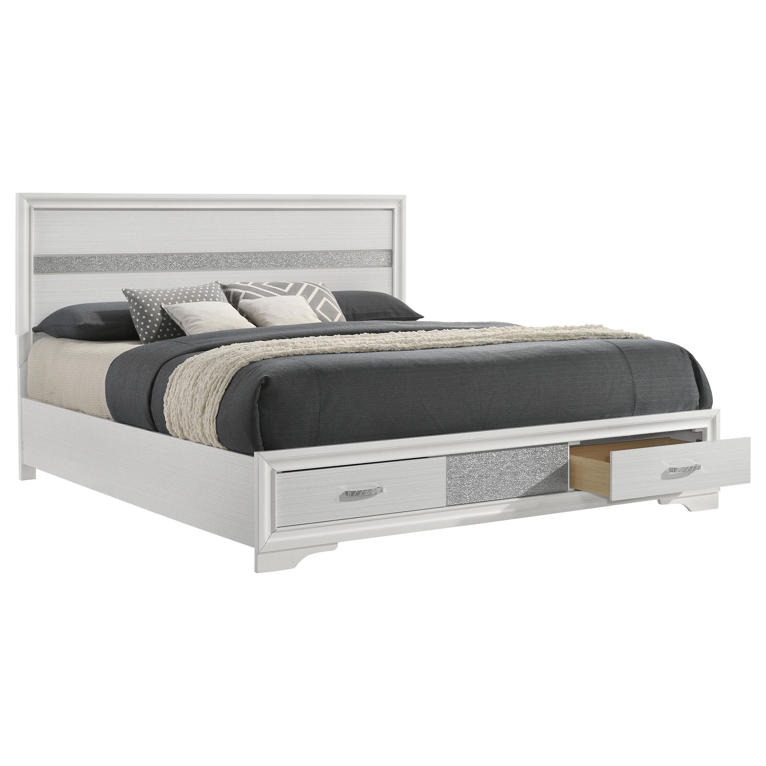  Size_California King --  Miranda 205111KW 51-inch Wood California King Storage Panel Bed - White IMAGE 2