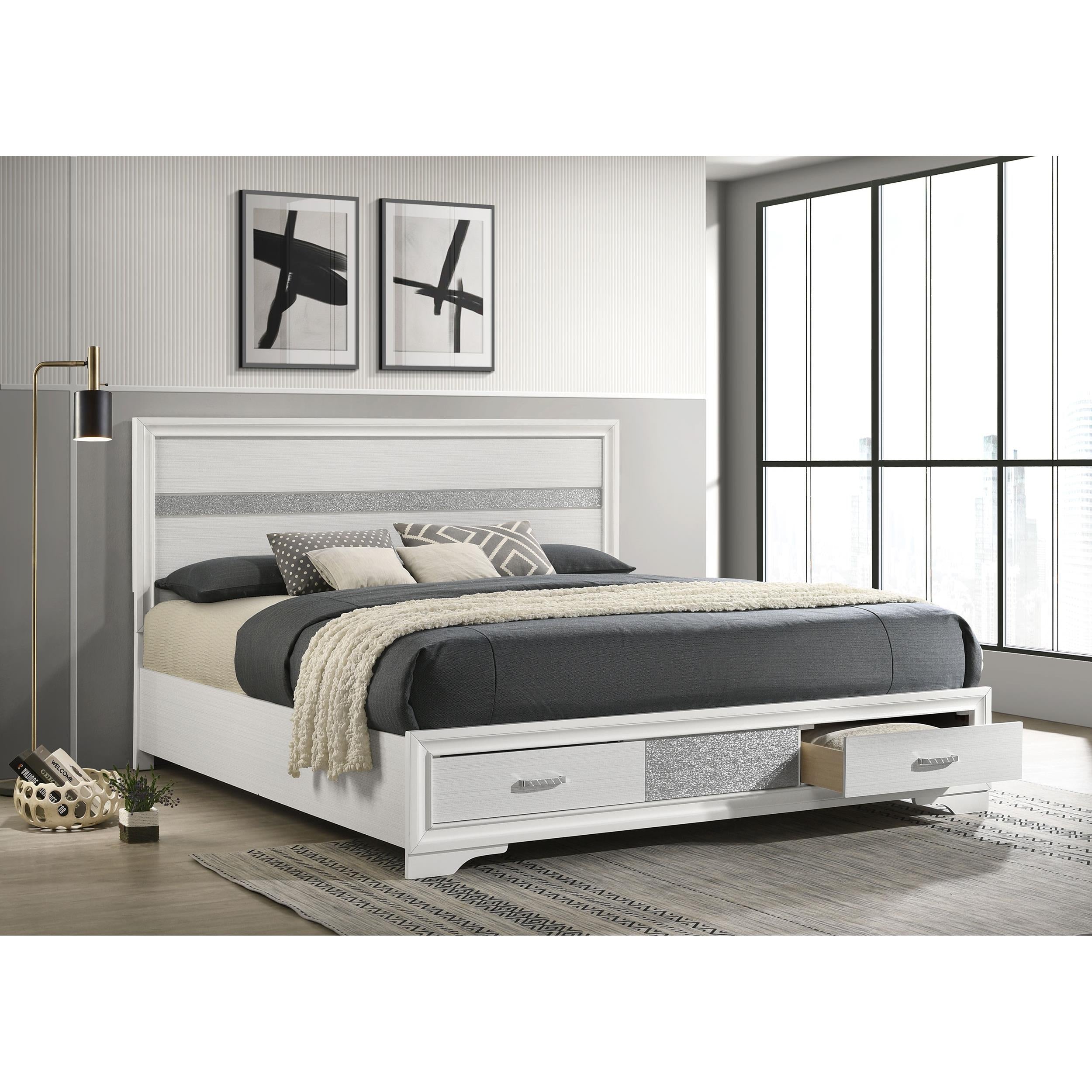  Size_California King --  Miranda 205111KW 51-inch Wood California King Storage Panel Bed - White IMAGE 6
