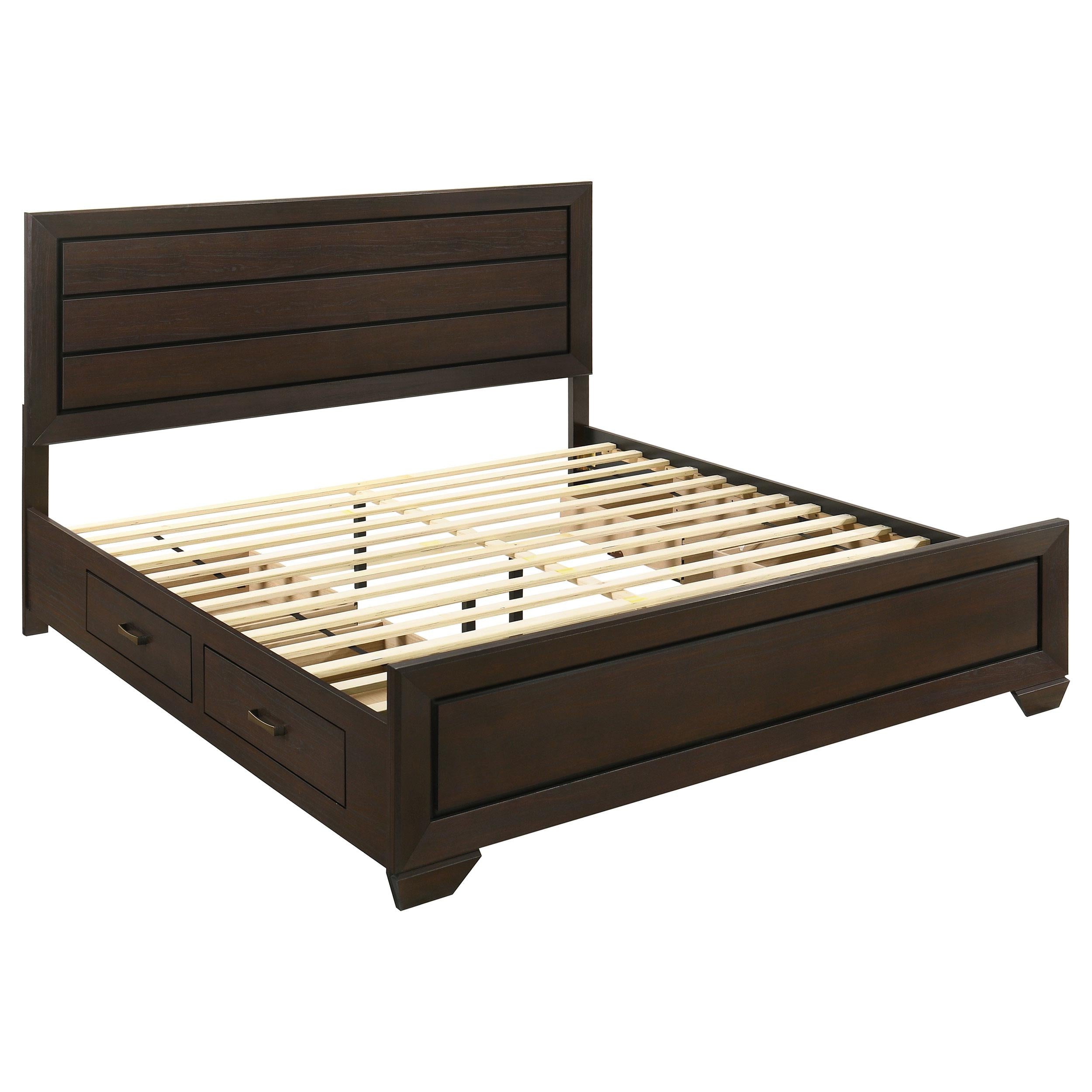  Size_King --  Kauffman 204390KE Wood Eastern King Storage Panel Bed - Dark Cocoa IMAGE 1