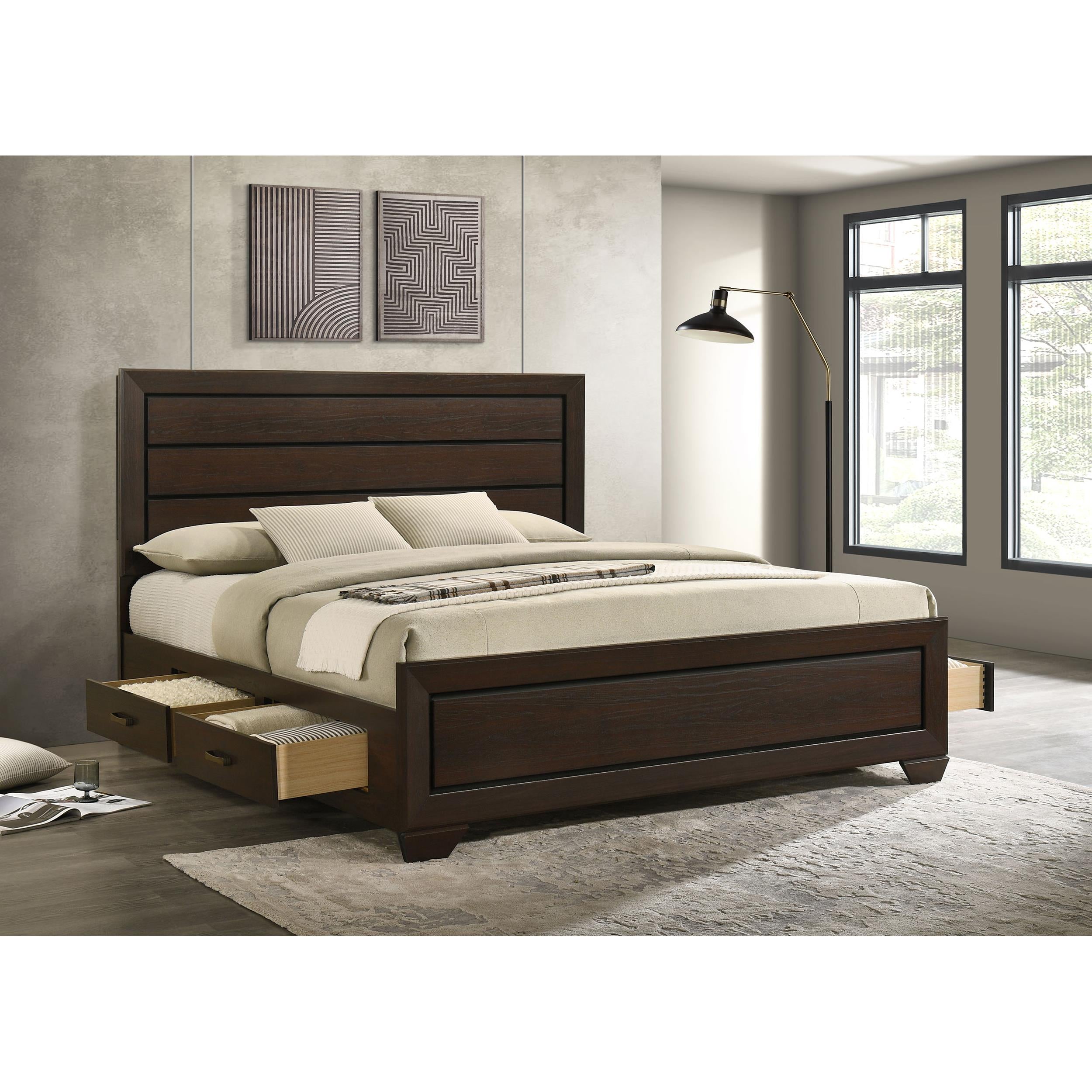  Size_King --  Kauffman 204390KE Wood Eastern King Storage Panel Bed - Dark Cocoa IMAGE 10