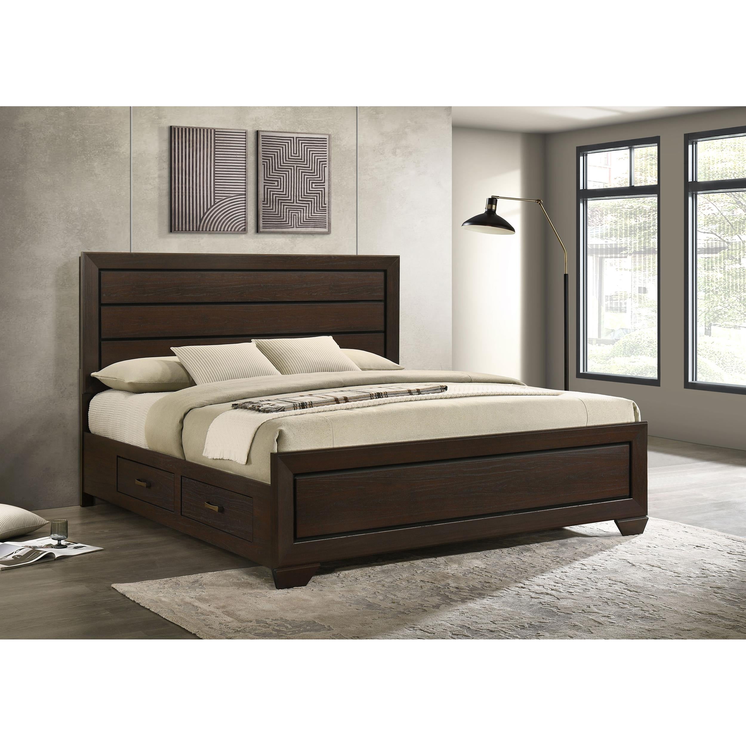  Size_King --  Kauffman 204390KE Wood Eastern King Storage Panel Bed - Dark Cocoa IMAGE 9