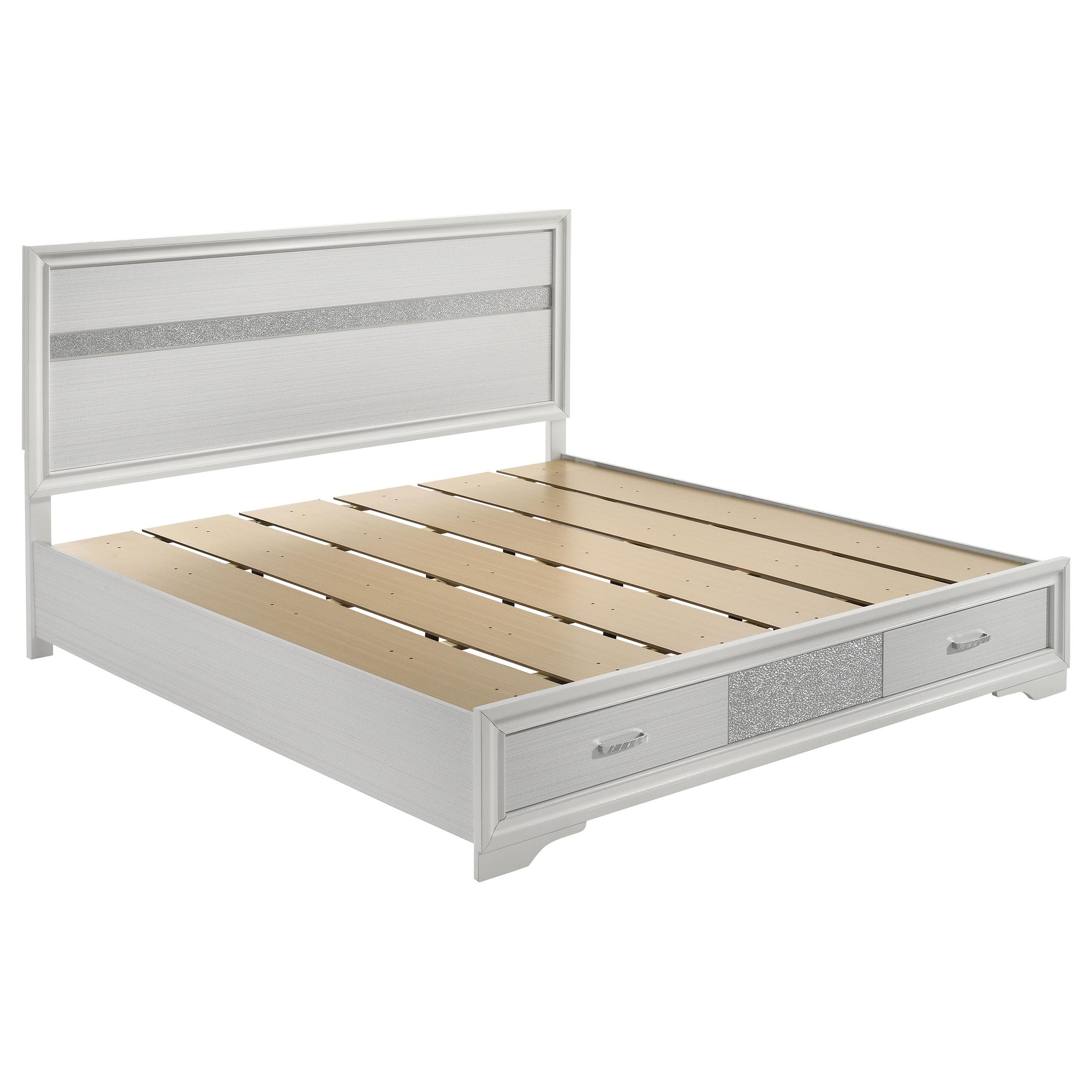  Size_King --  Miranda 205111KE 51-inch Wood Eastern King Storage Panel Bed - White IMAGE 1