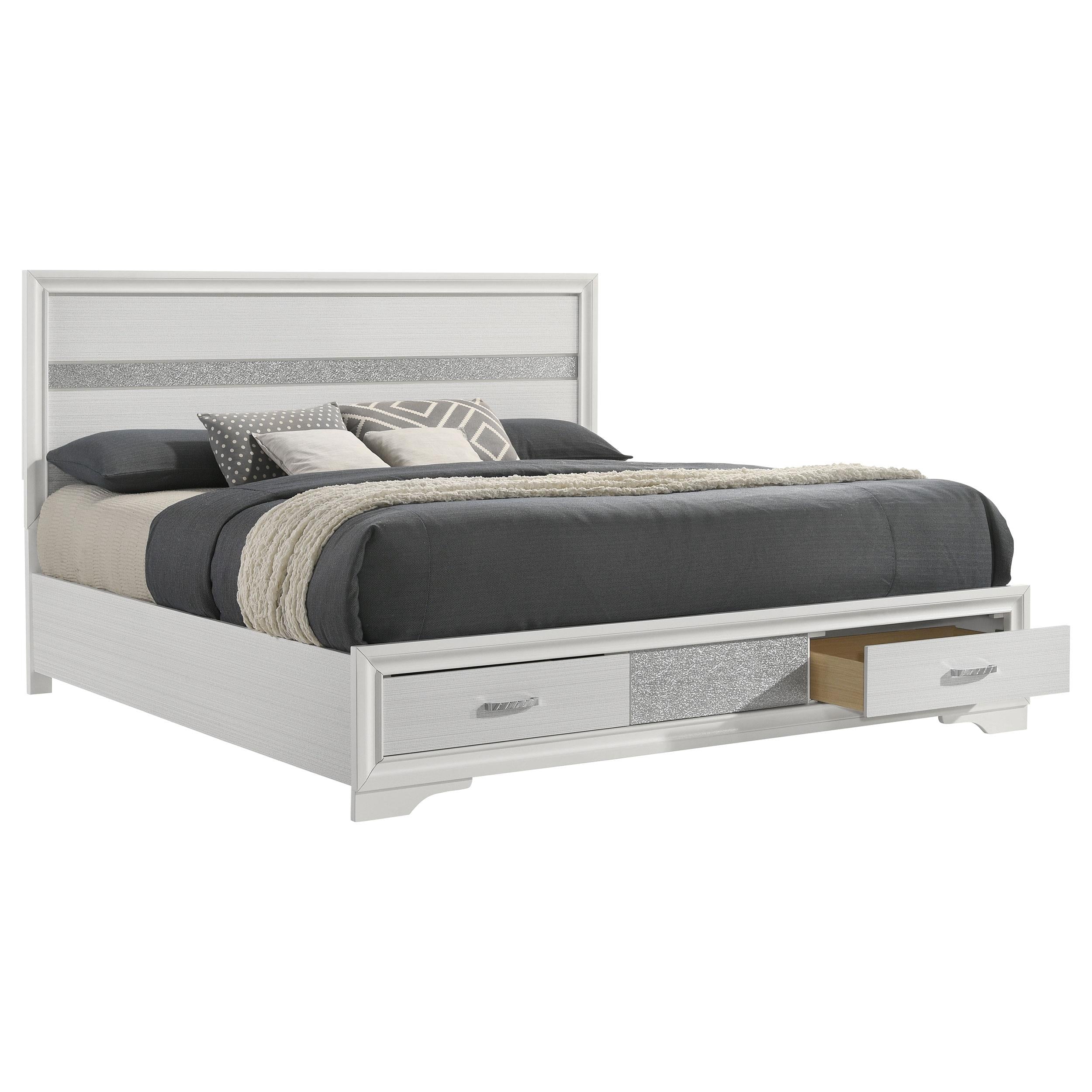  Size_King --  Miranda 205111KE 51-inch Wood Eastern King Storage Panel Bed - White IMAGE 2