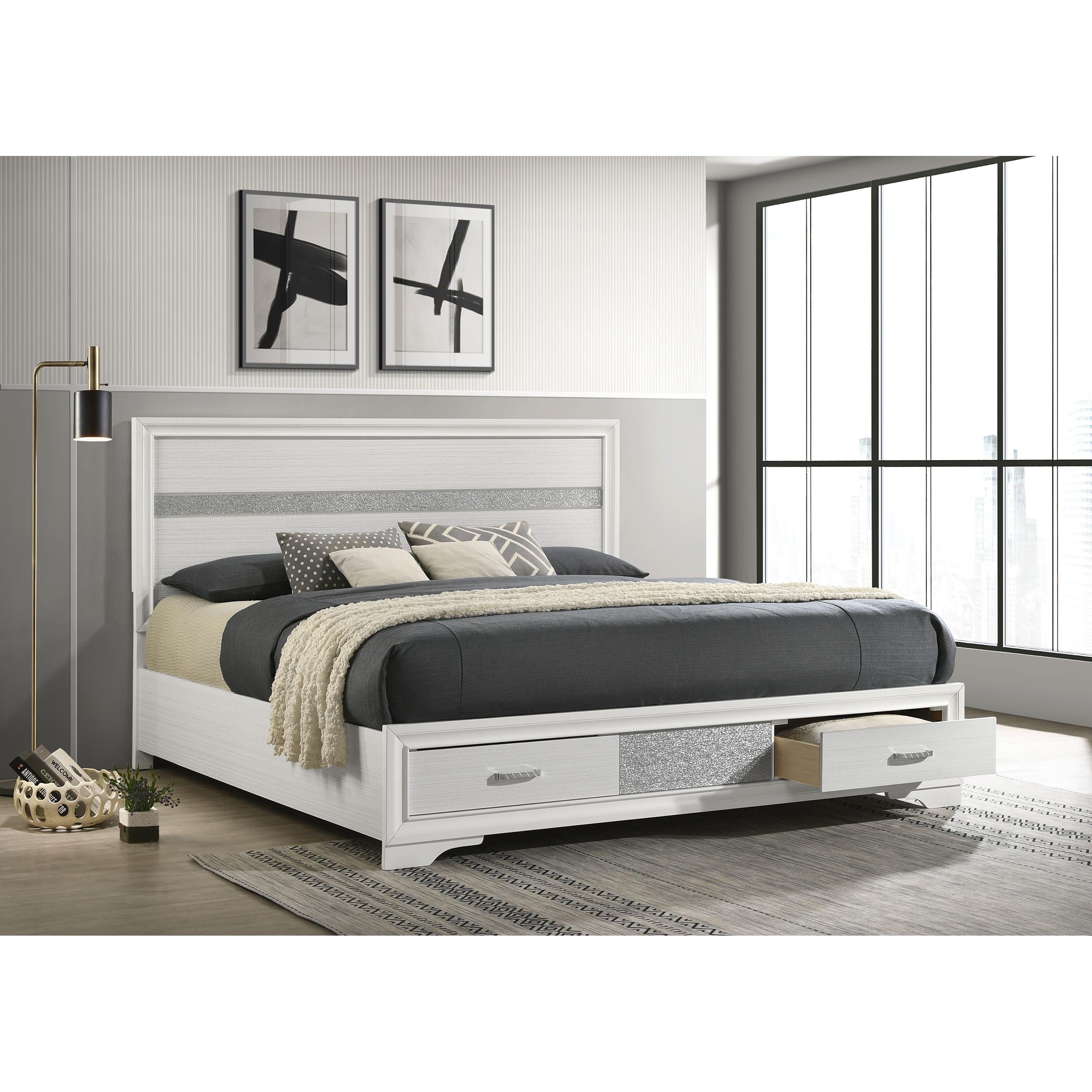  Size_King --  Miranda 205111KE 51-inch Wood Eastern King Storage Panel Bed - White IMAGE 6