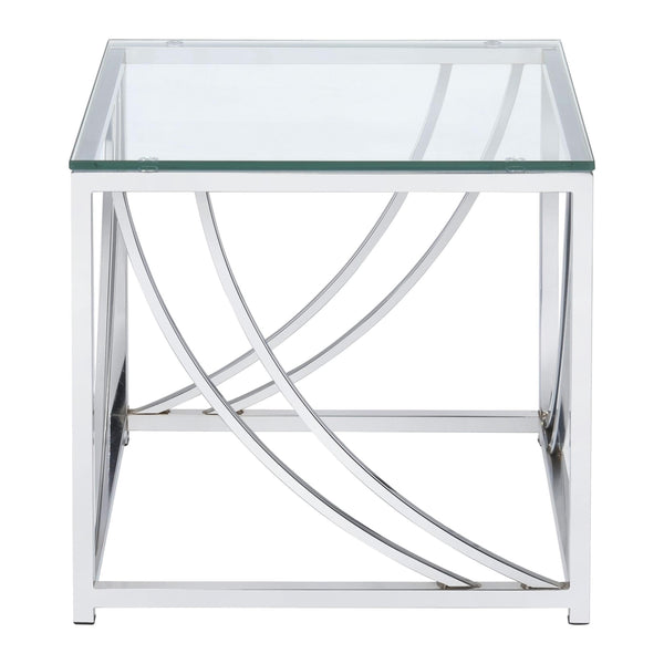 Coaster Furniture Lille 720497 Square Glass Top Side End Table - Chrome
