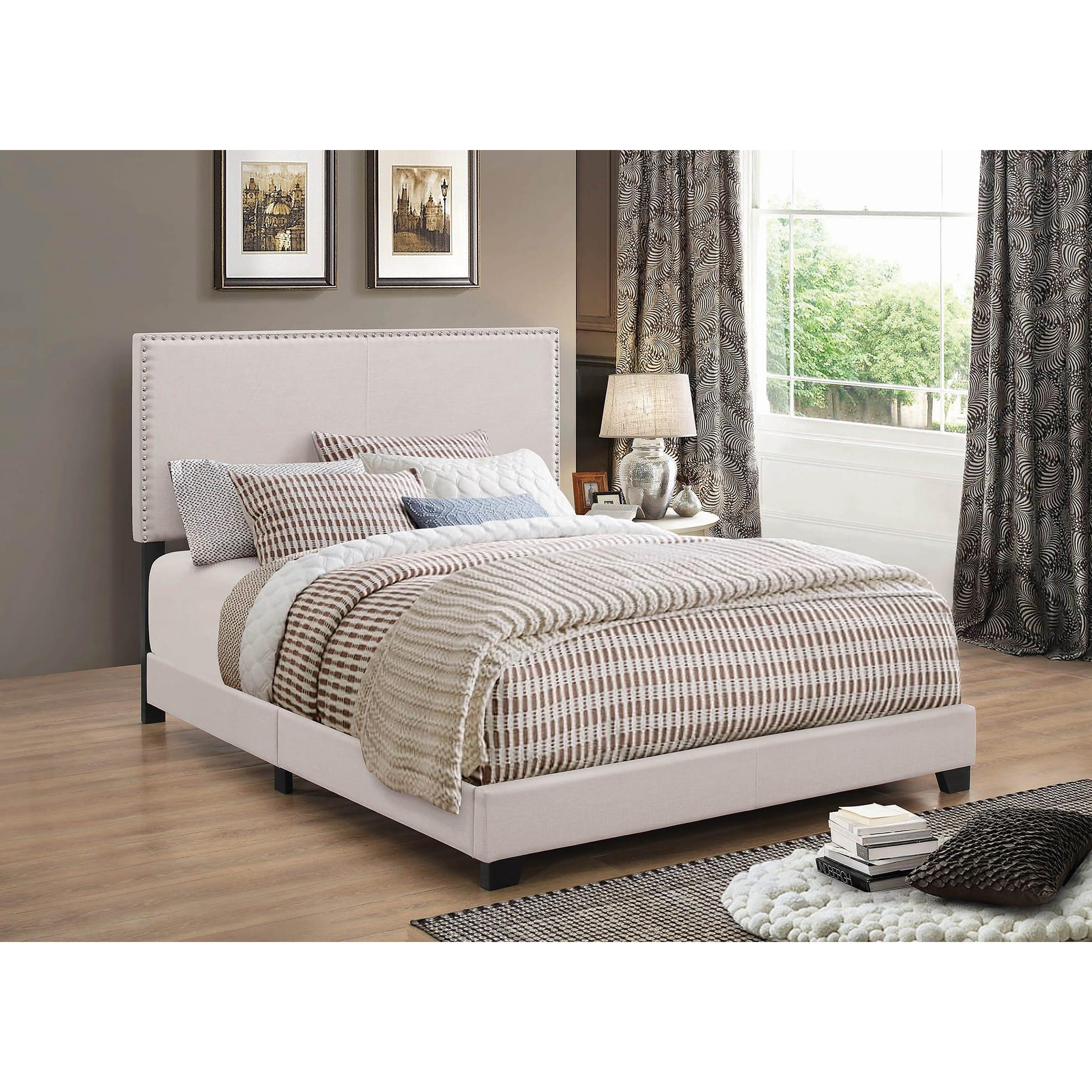  Size_King --  Boyd 350051KE Upholstered Eastern King Panel Bed - Ivory IMAGE 1