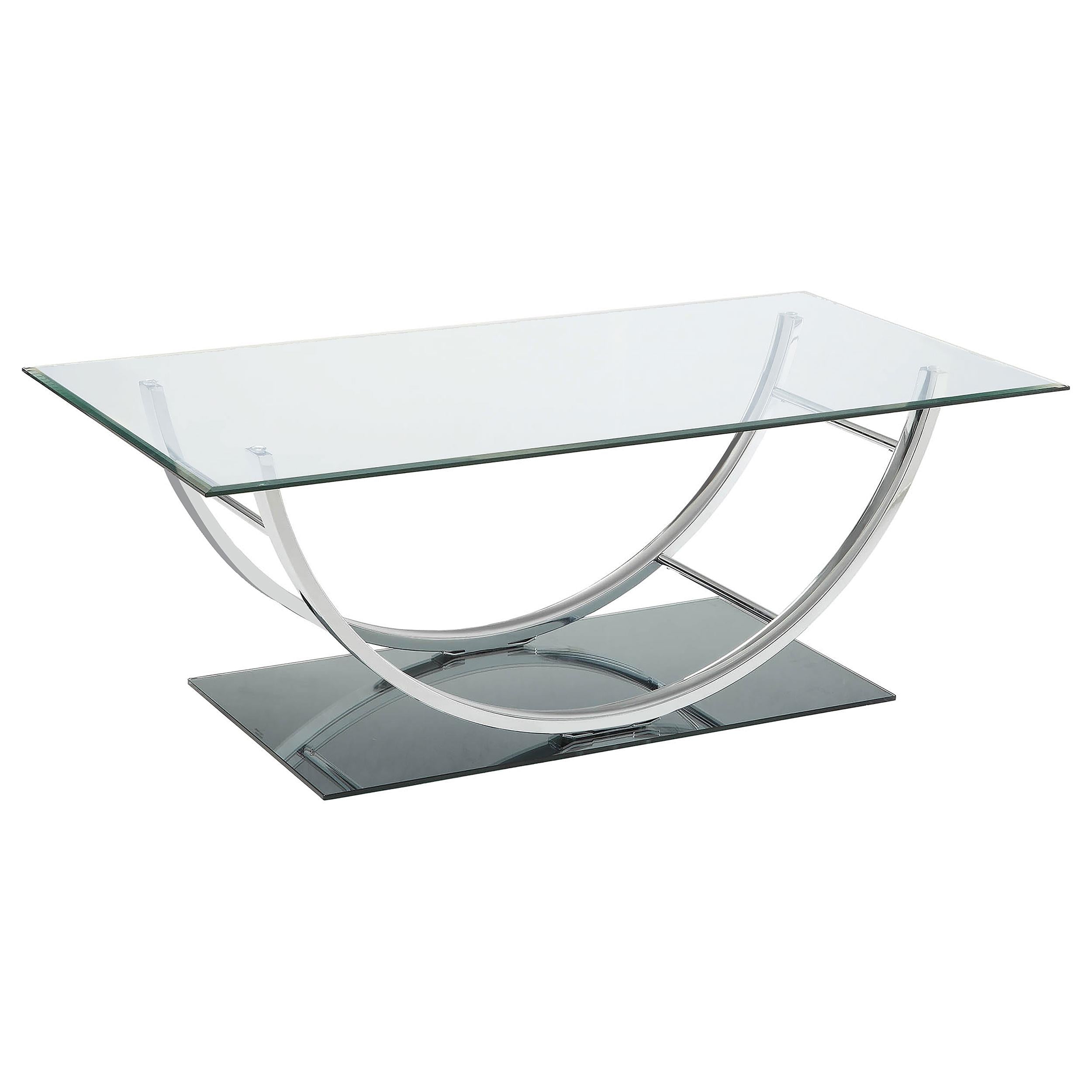 Coaster Furniture Danville 704988 Rectangular U-Shaped Glass Top Coffee Table - Chrome IMAGE 1