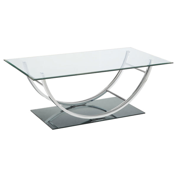 Coaster Furniture Danville 704988 Rectangular U-Shaped Glass Top Coffee Table - Chrome