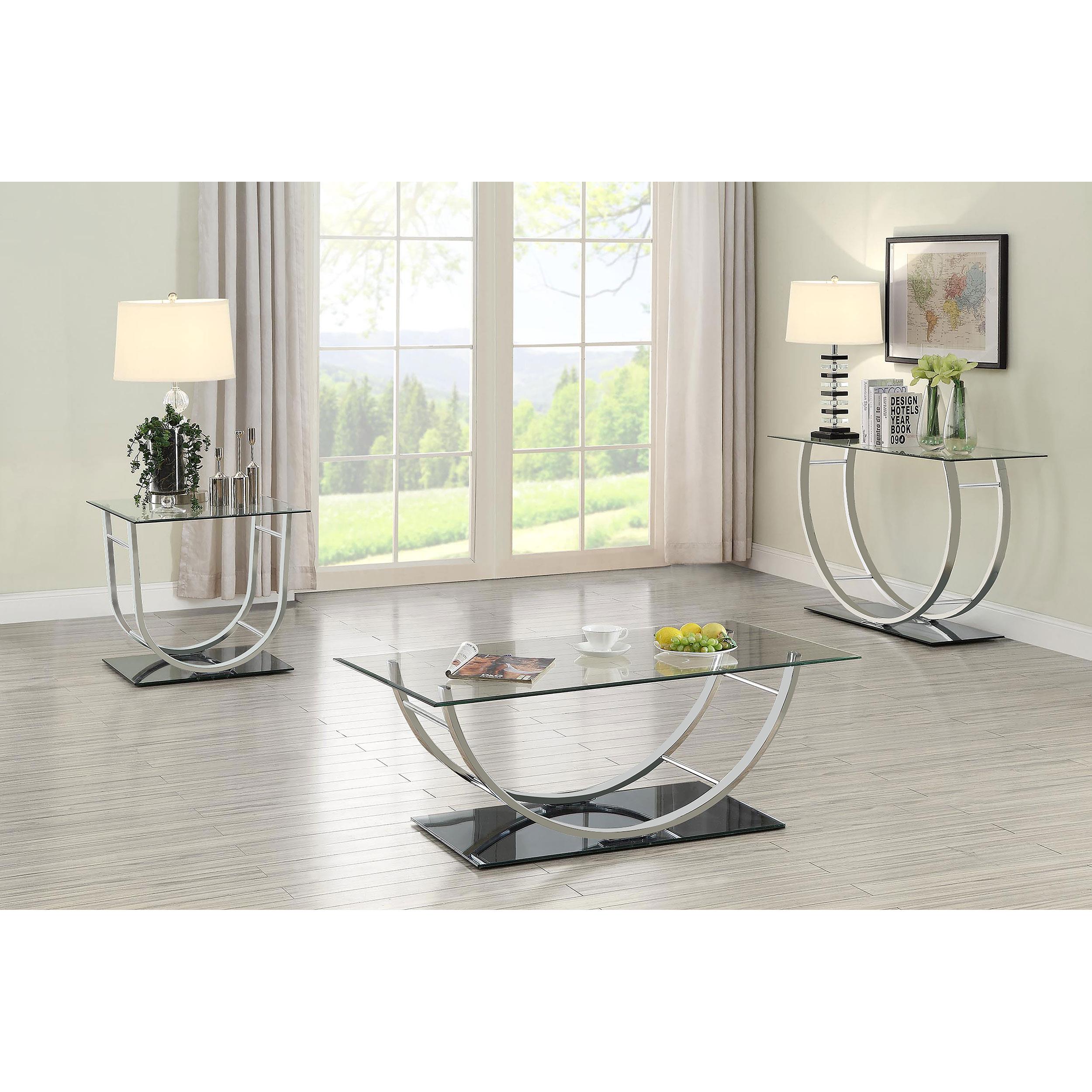  Coaster Furniture Danville 704988 Rectangular U-Shaped Glass Top Coffee Table - Chrome IMAGE 6