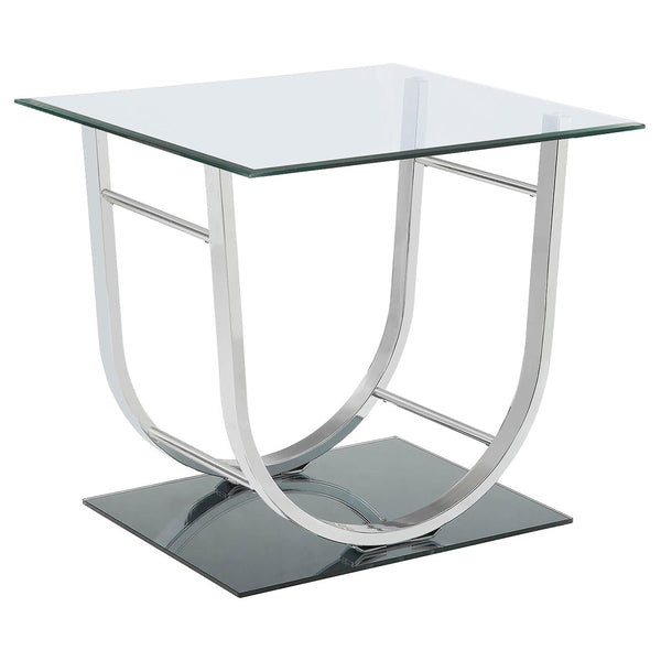 Coaster Furniture Danville 704987 Square U-Shaped Glass Top Side End Table - Chrome