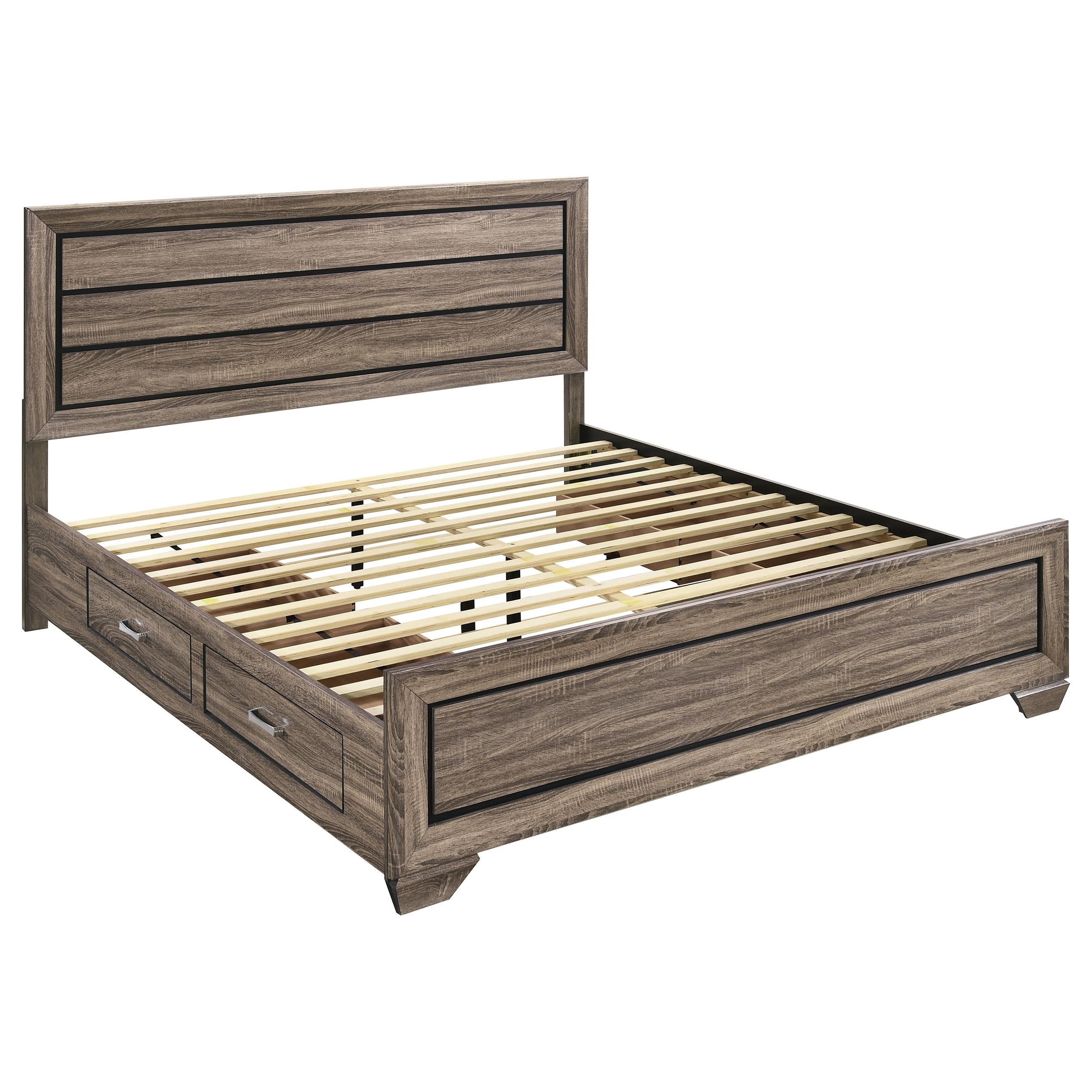  Size_King --  Kauffman 204190KE Wood Eastern King Storage Panel Bed - Washed Taupe IMAGE 1