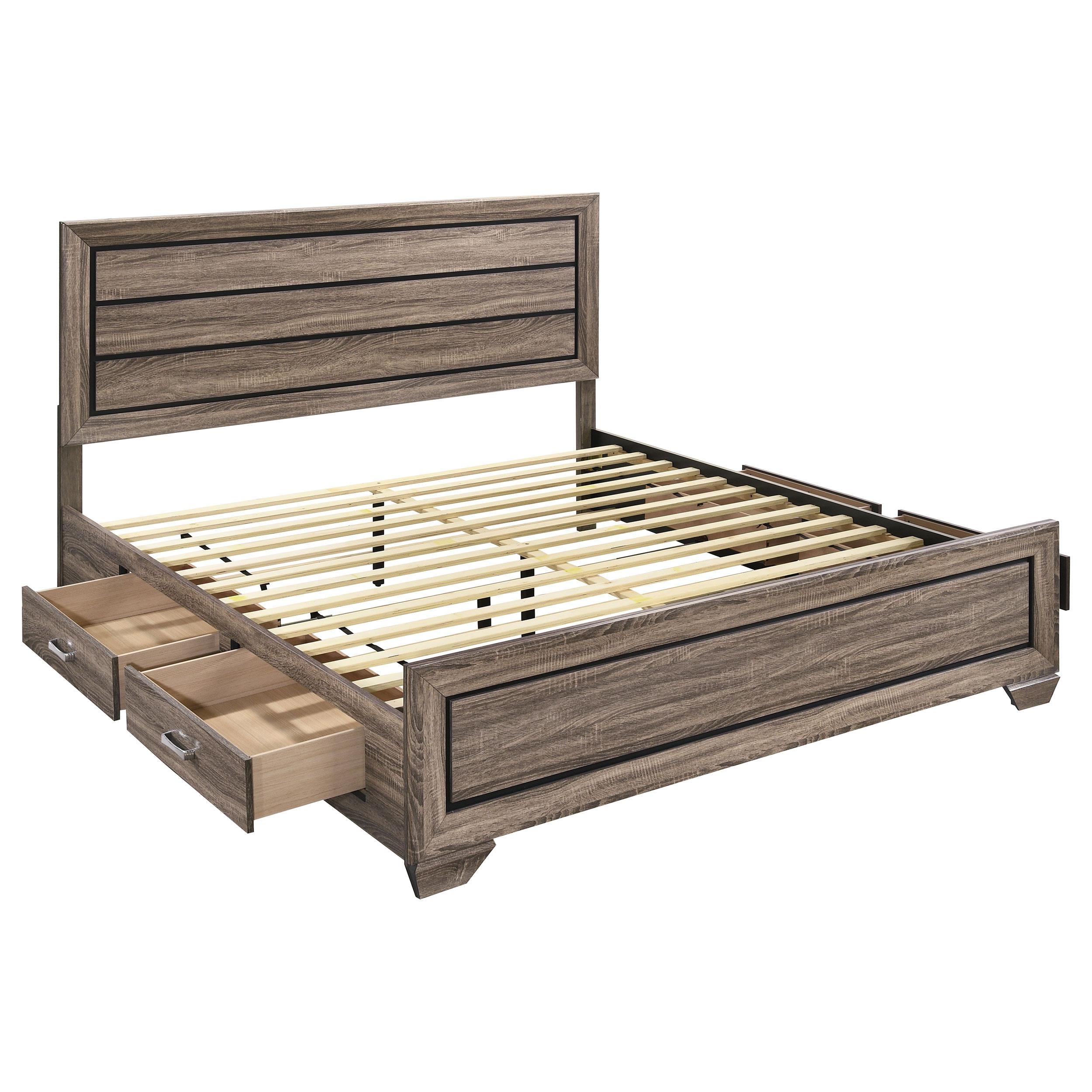  Size_King --  Kauffman 204190KE Wood Eastern King Storage Panel Bed - Washed Taupe IMAGE 2