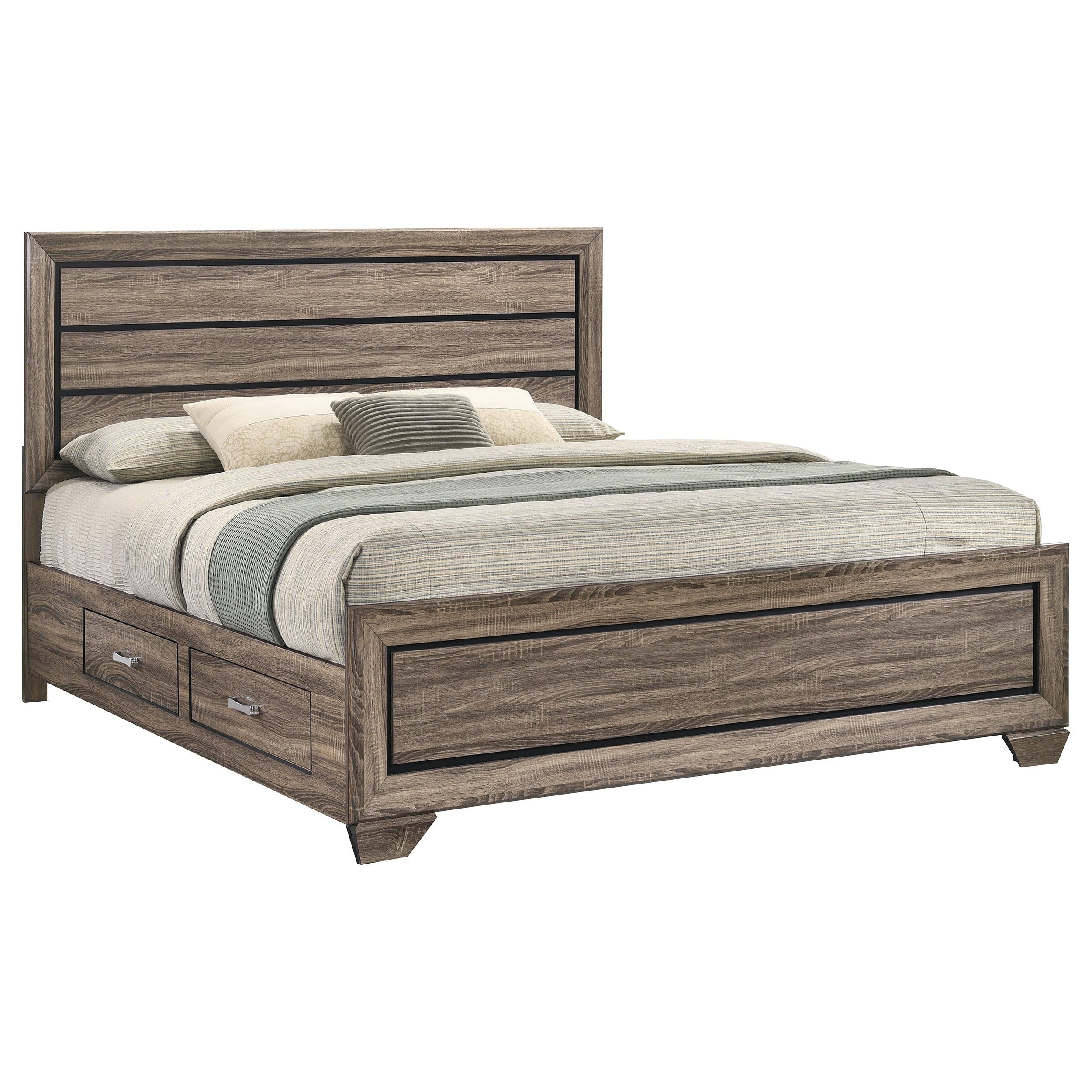  Size_King --  Kauffman 204190KE Wood Eastern King Storage Panel Bed - Washed Taupe IMAGE 3