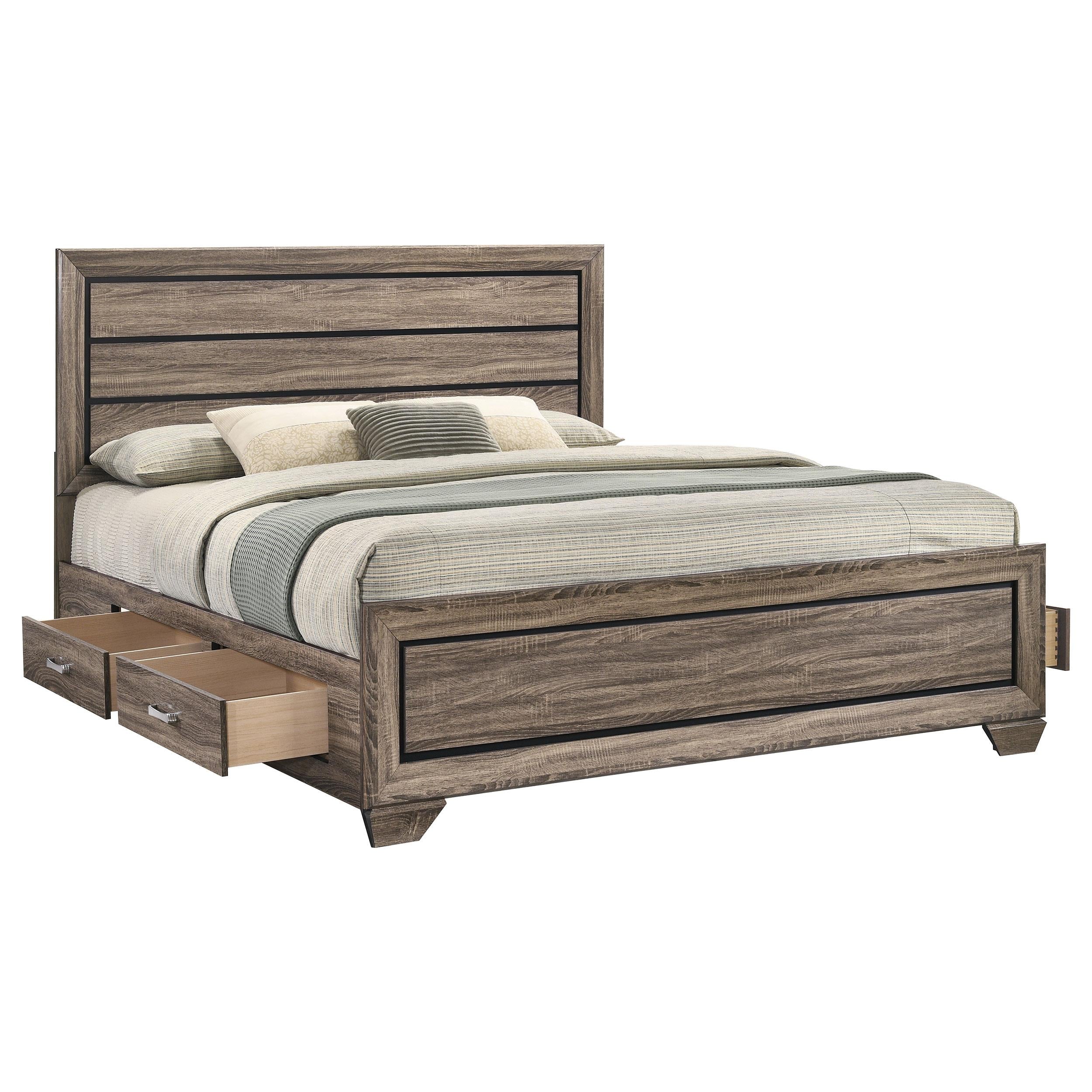  Size_King --  Kauffman 204190KE Wood Eastern King Storage Panel Bed - Washed Taupe IMAGE 4