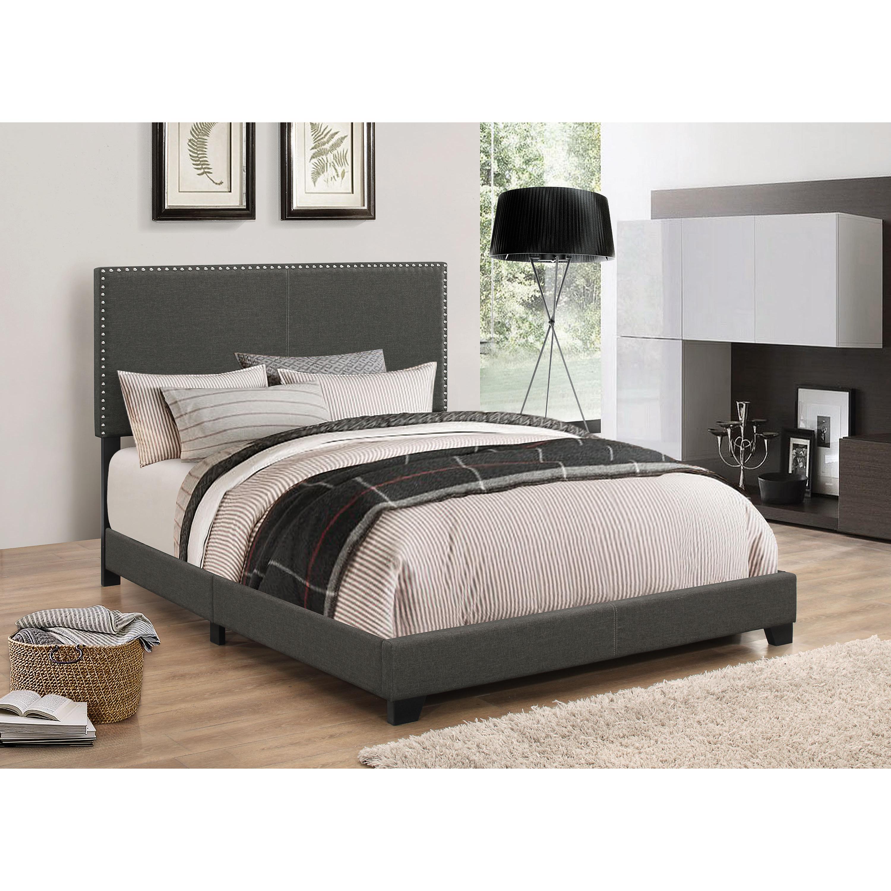 Size_Queen --  Boyd 350061Q Upholstered Queen Panel Bed - Charcoal IMAGE 1