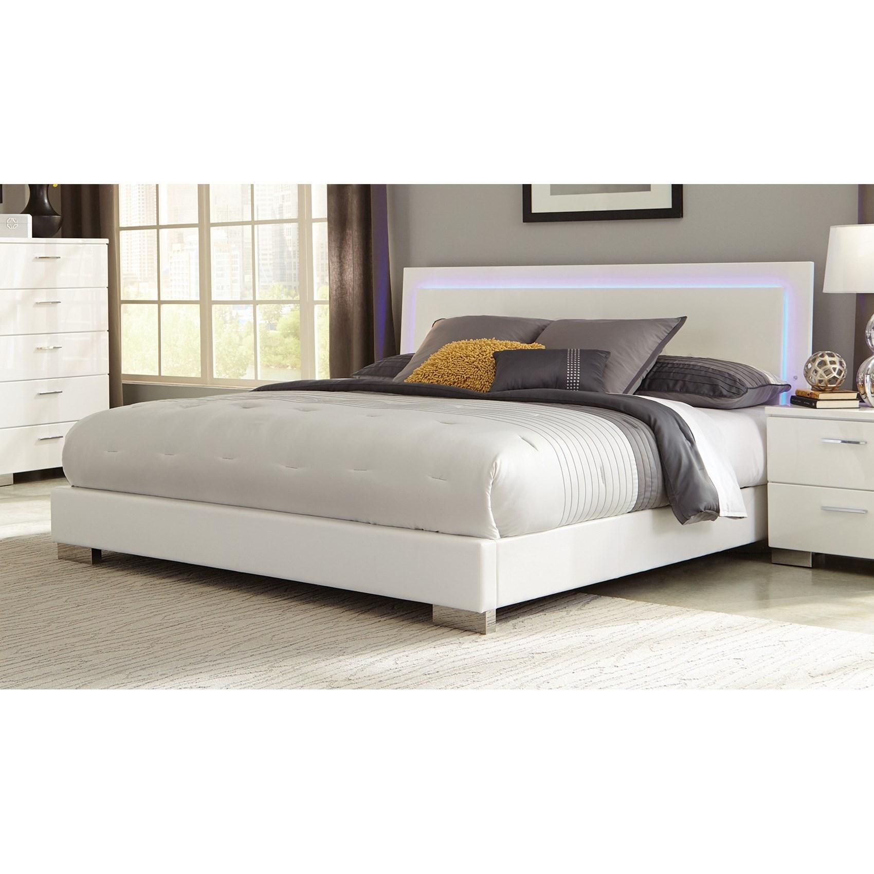  Size_California King --  Felicity 203500KW Wood California King LED Panel Bed - White High Gloss IMAGE 1
