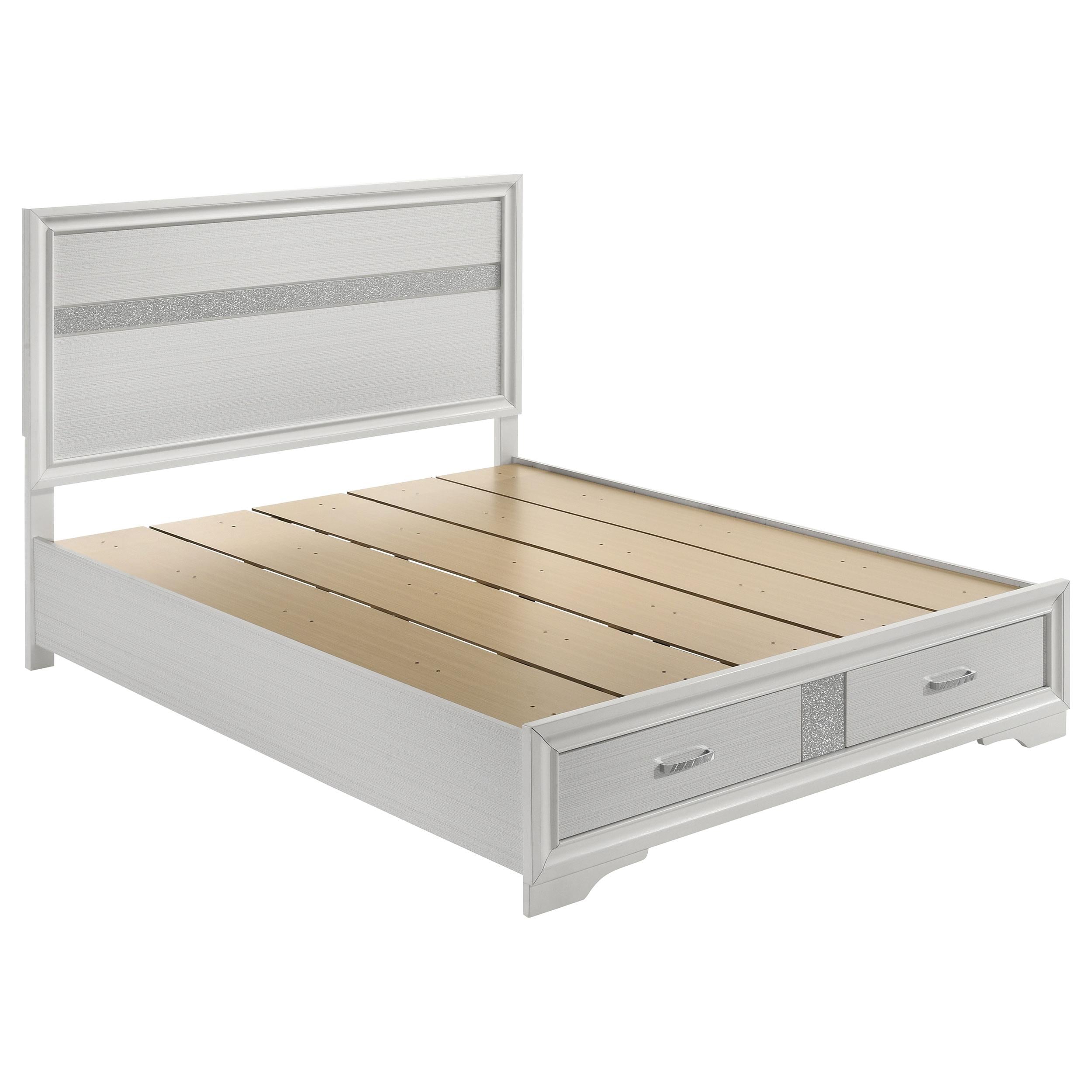  Size_Queen --  Miranda 205111Q 51-inch Wood Queen Storage Panel Bed - White IMAGE 1