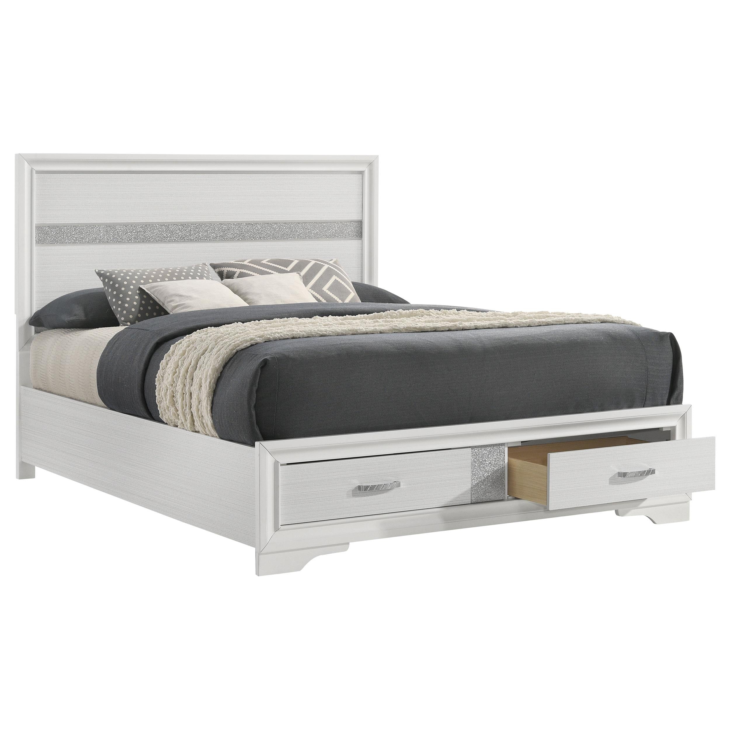  Size_Queen --  Miranda 205111Q 51-inch Wood Queen Storage Panel Bed - White IMAGE 2