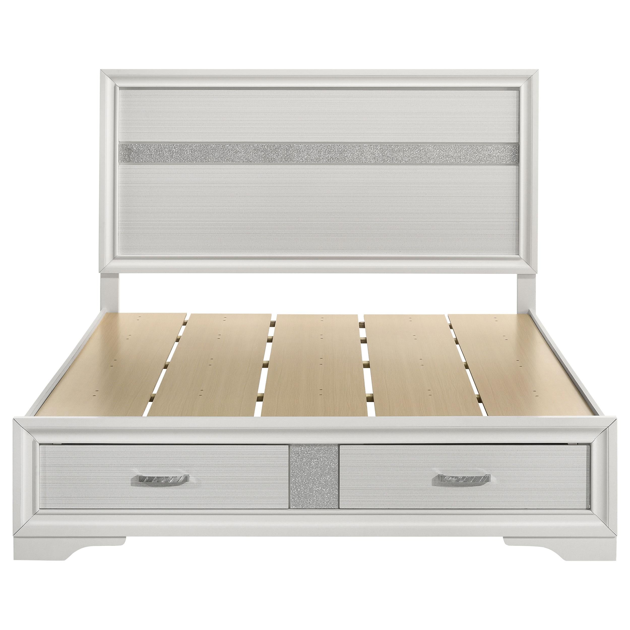  Size_Queen --  Miranda 205111Q 51-inch Wood Queen Storage Panel Bed - White IMAGE 3