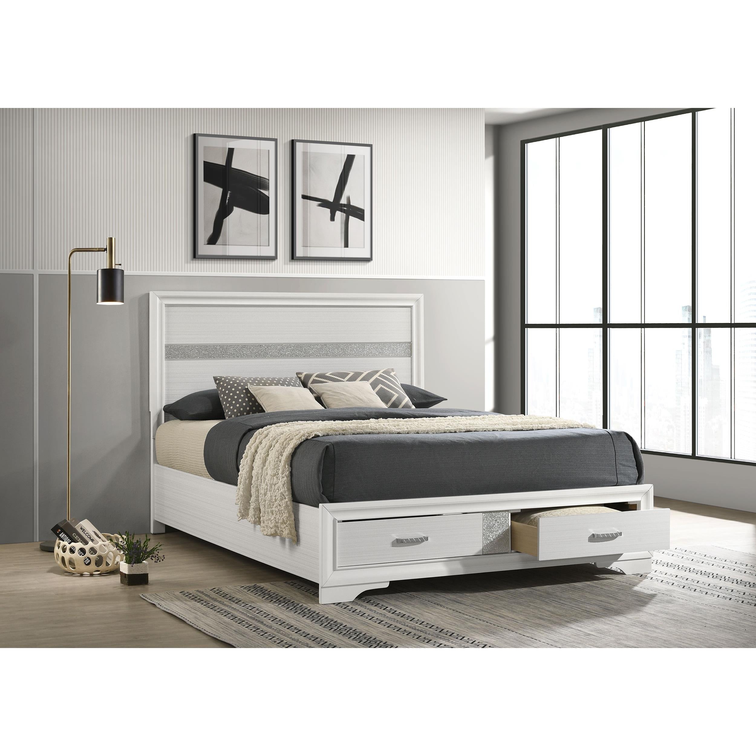  Size_Queen --  Miranda 205111Q 51-inch Wood Queen Storage Panel Bed - White IMAGE 6