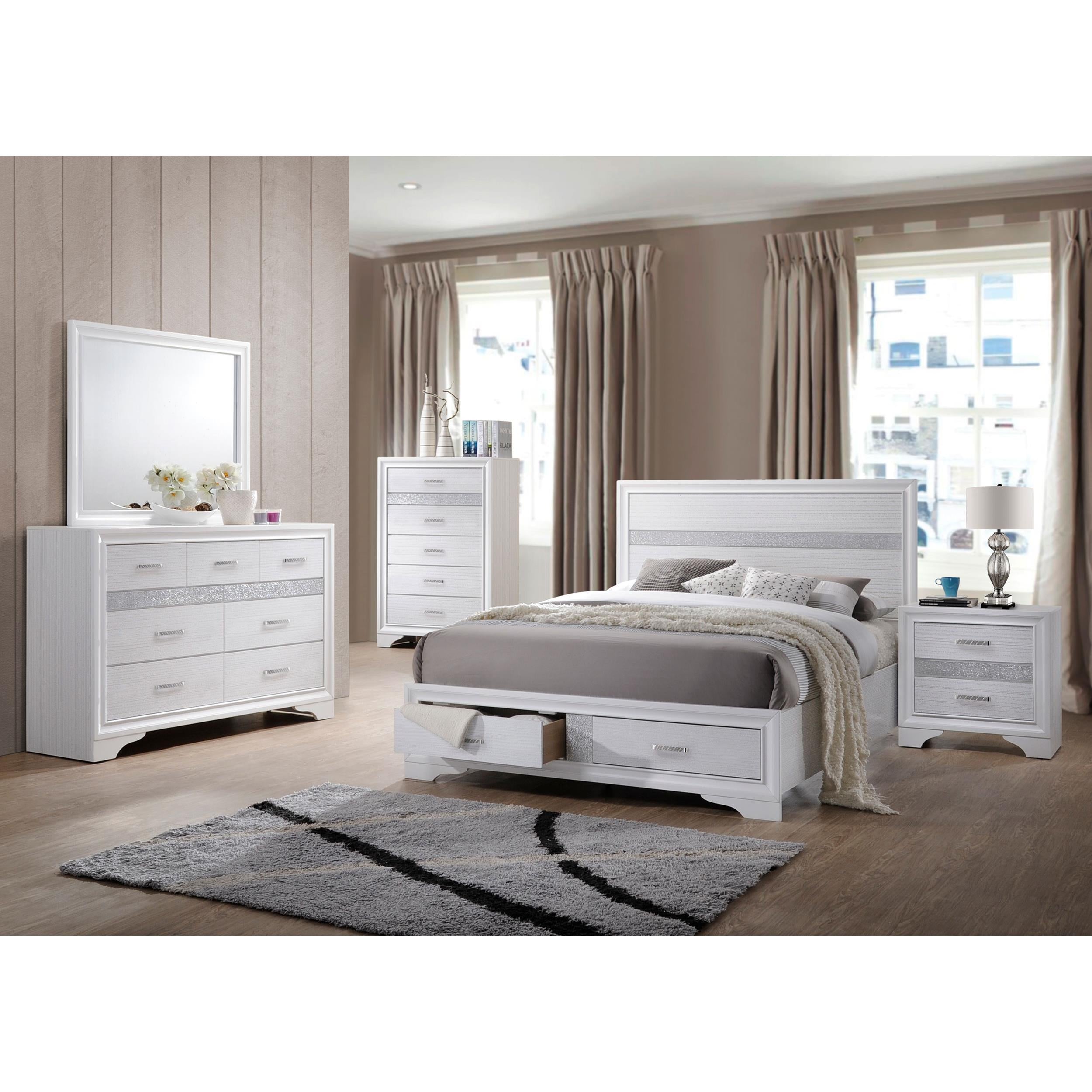  Size_Queen --  Miranda 205111Q 51-inch Wood Queen Storage Panel Bed - White IMAGE 7