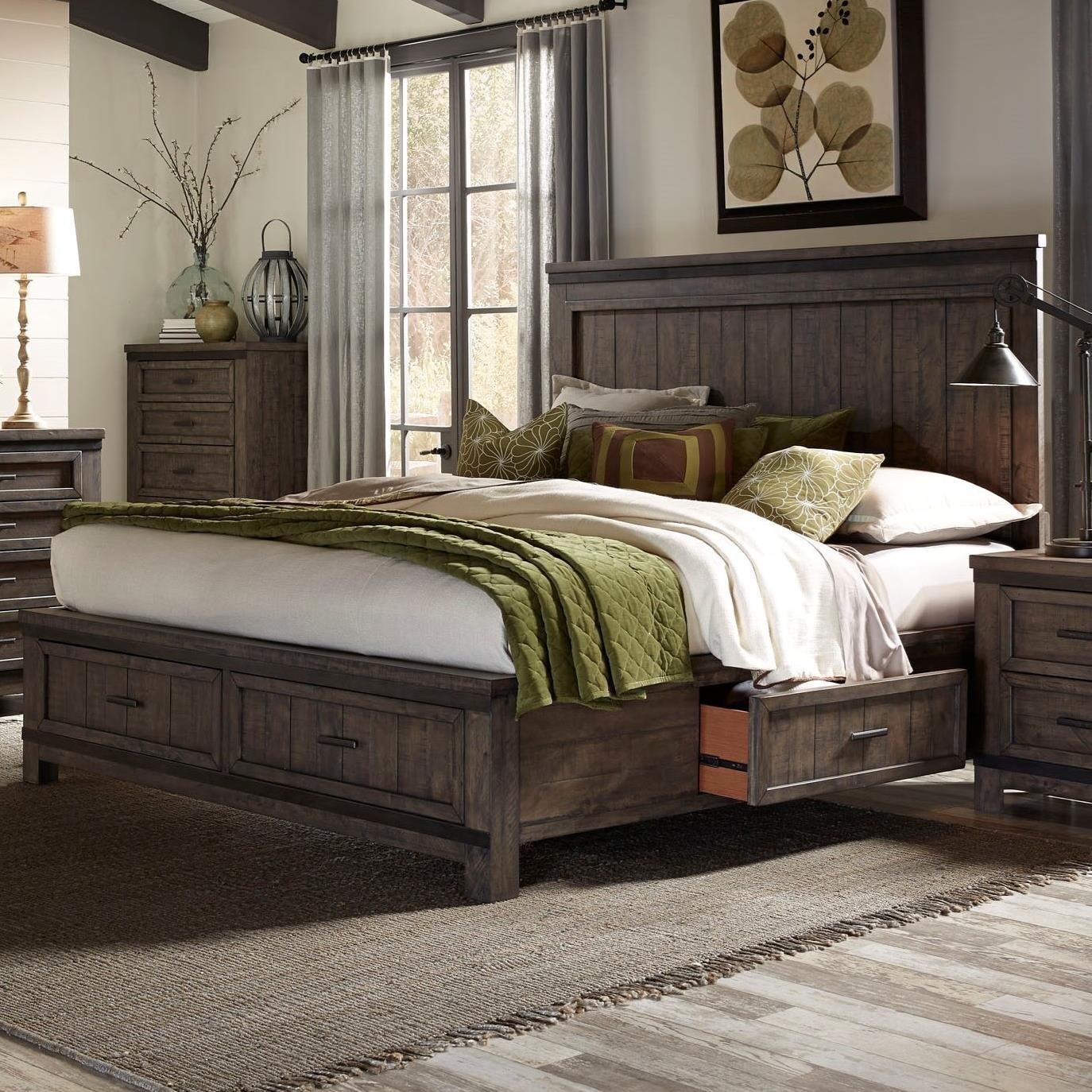  Size_Queen --  Liberty Furniture Industries Inc. Thornwood Hills Panel Bed with Storage IMAGE 1